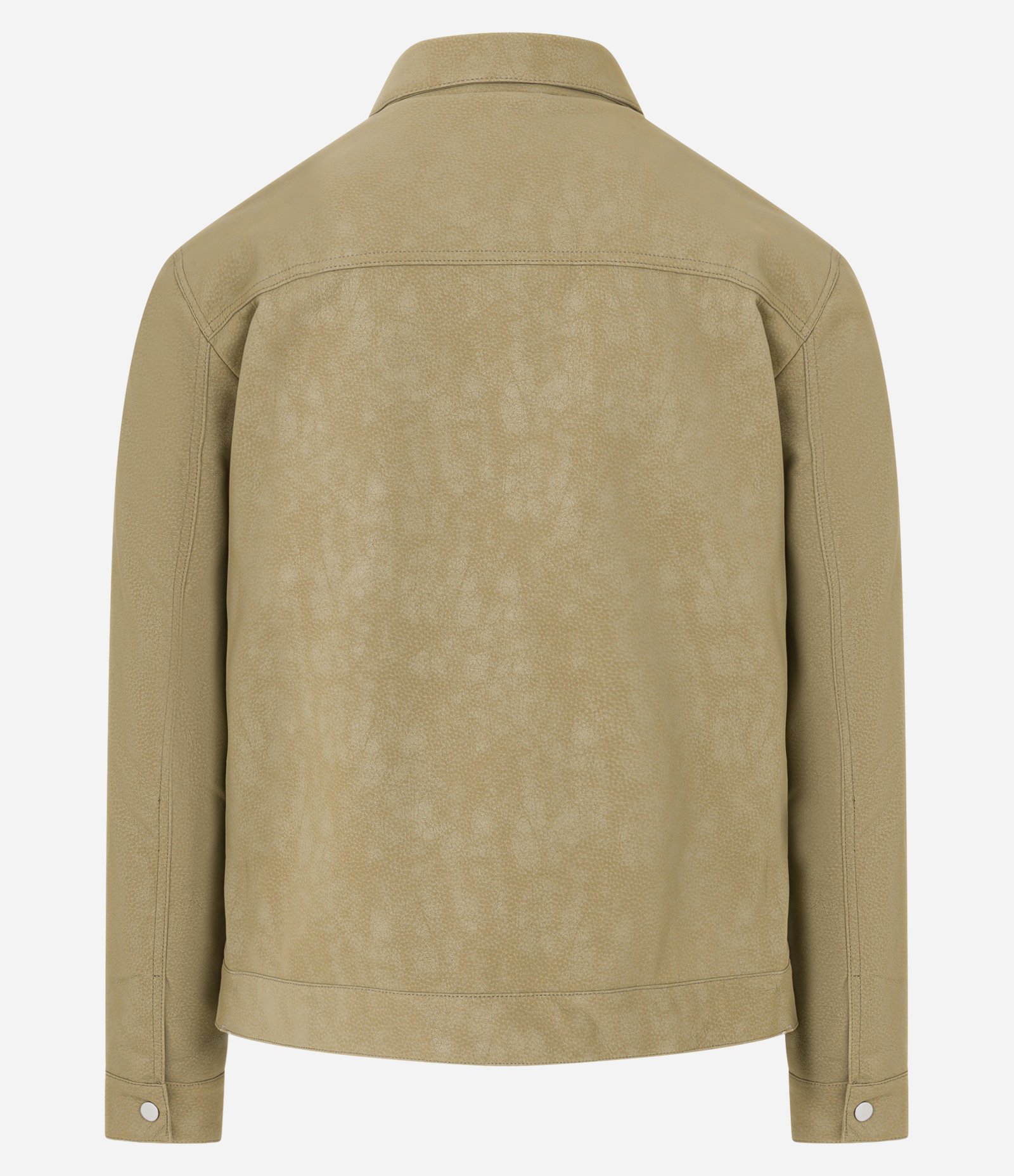 Jaqueta Trucker em Camurça com Gola Colarinho Bege 11