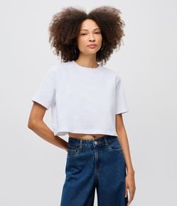 Blusa Cropped em Algodão com Manga Curta