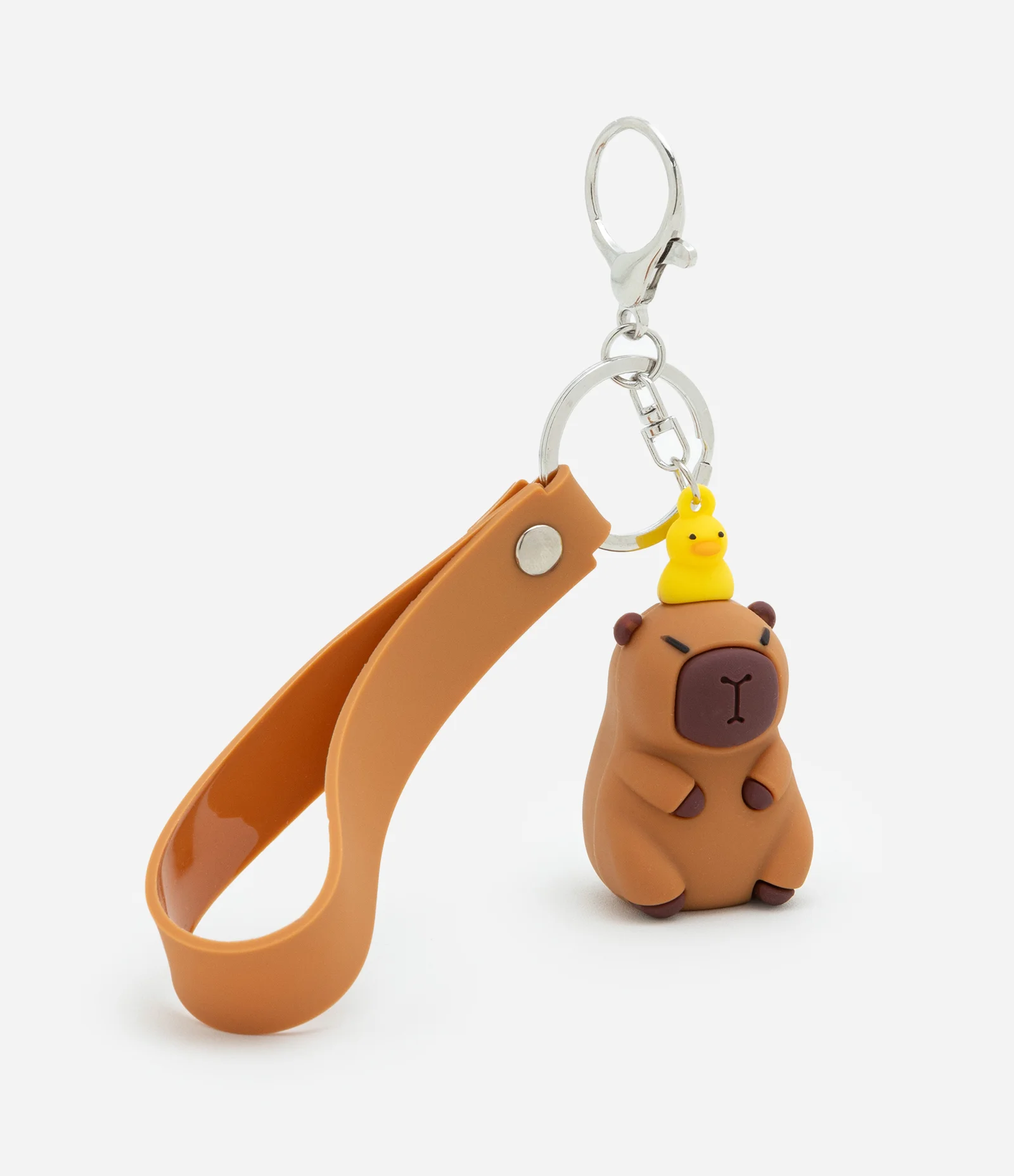 Chaveiro Infantil de Plástico com Capivara e Pintinho - Tam Único Marrom 1