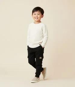 Calça Jogger Infantil em Moletom com Bolso Cargo - Tam 1 a 5 Anos