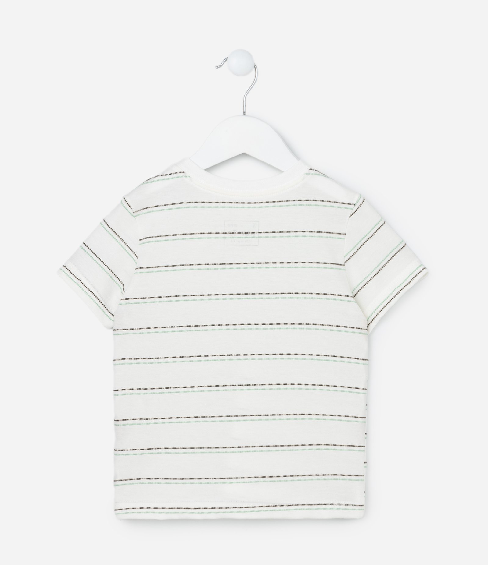 Camiseta Infantil com Listras Finas e Etiqueta na Barra - Tam 1 a 5 Anos Off White 2