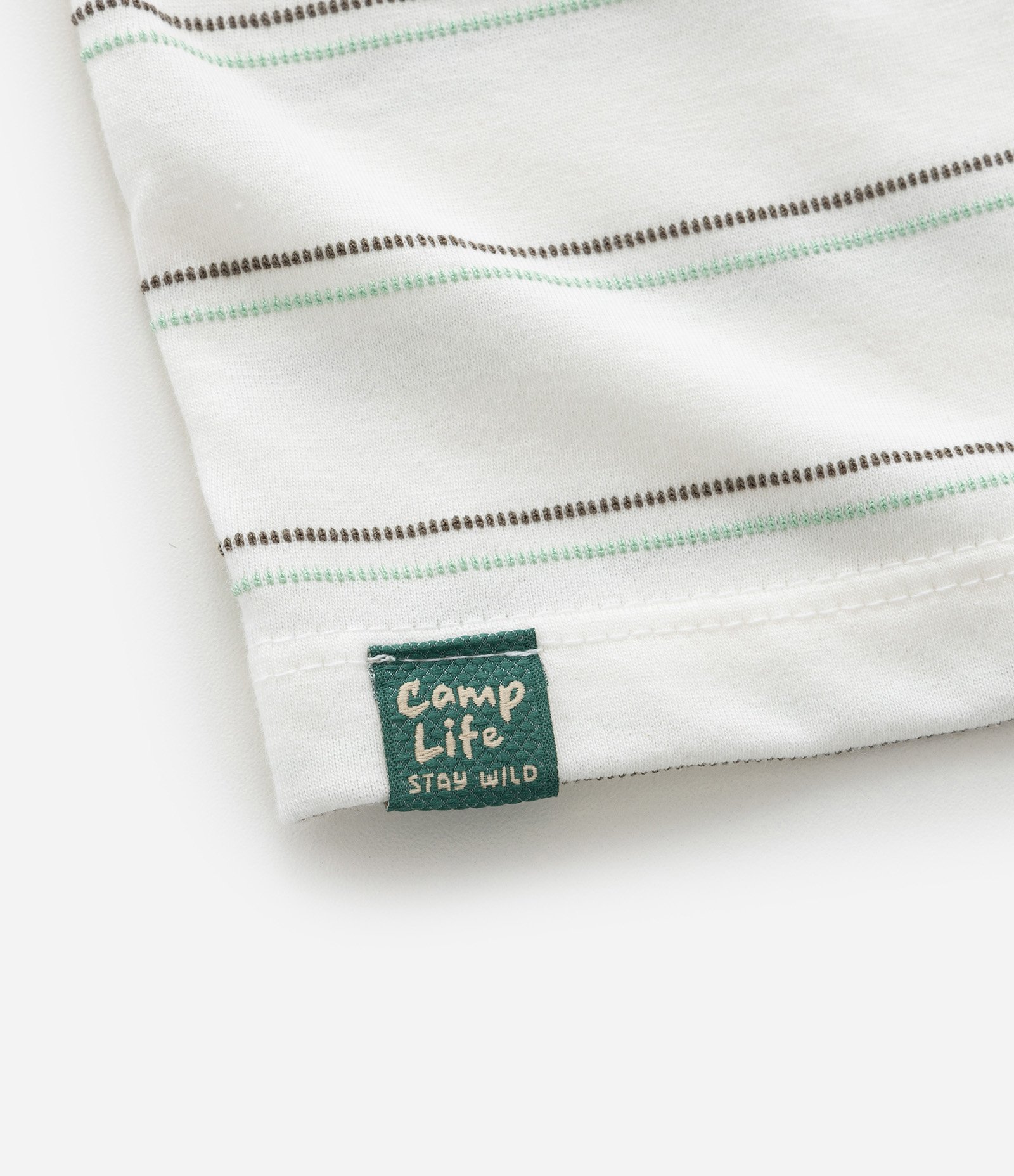 Camiseta Infantil com Listras Finas e Etiqueta na Barra - Tam 1 a 5 Anos Off White 4