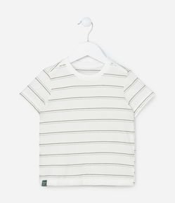 Camiseta Infantil com Listras Finas e Etiqueta na Barra - Tam 1 a 5 Anos