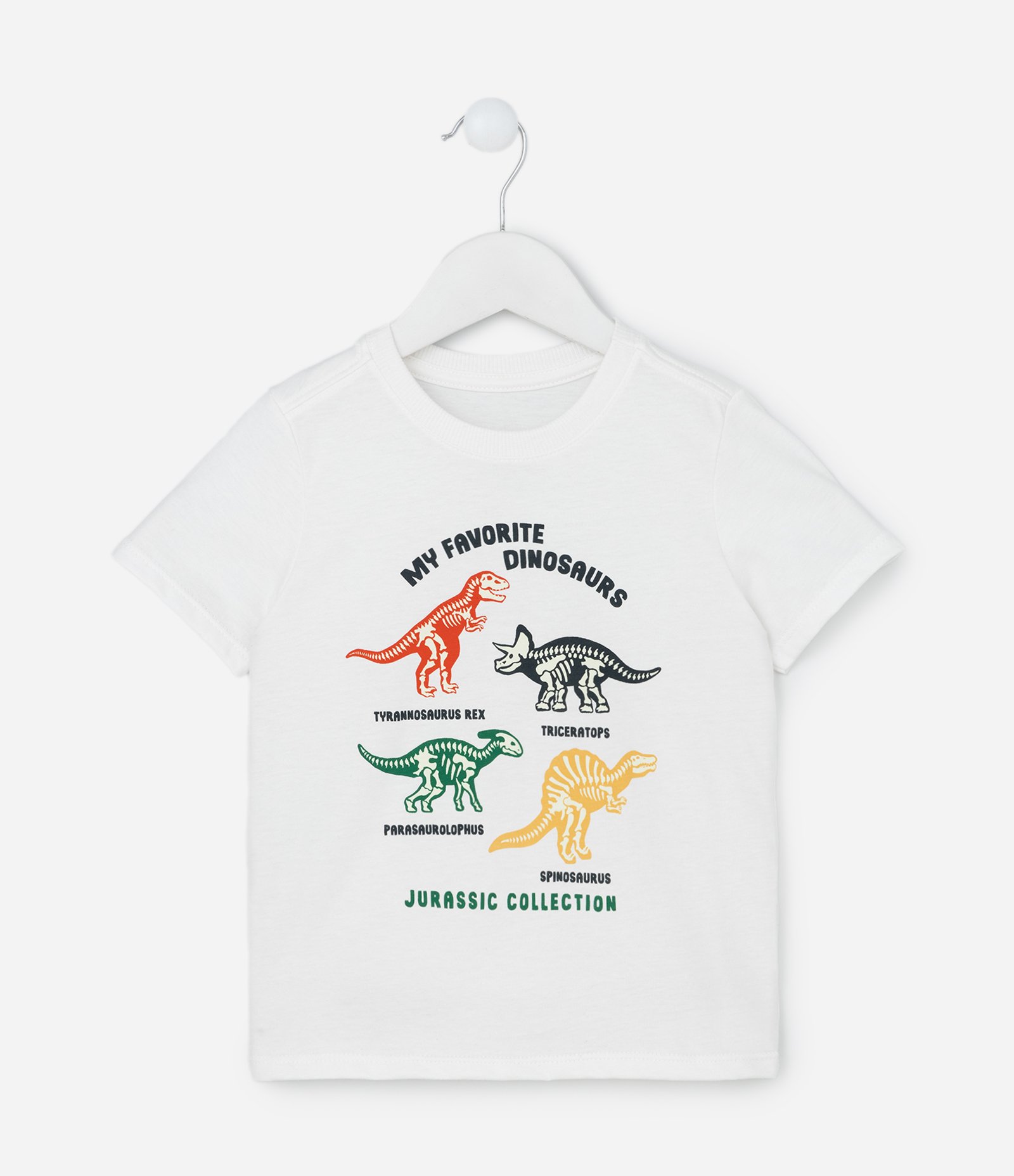 Camiseta Infantil com Estampa Dinos Esqueletos Brilha no Escuro - Tam 1 a 5 Anos Branco 1