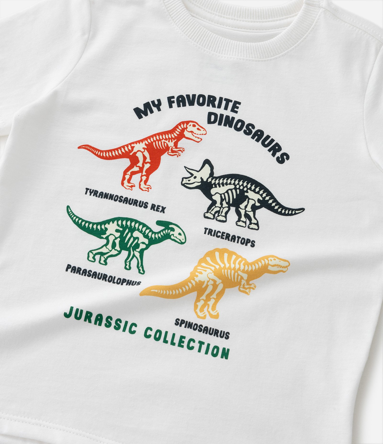 Camiseta Infantil com Estampa Dinos Esqueletos Brilha no Escuro - Tam 1 a 5 Anos Branco 5