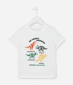 Camiseta Infantil com Estampa Dinos Esqueletos Brilha no Escuro - Tam 1 a 5 Anos