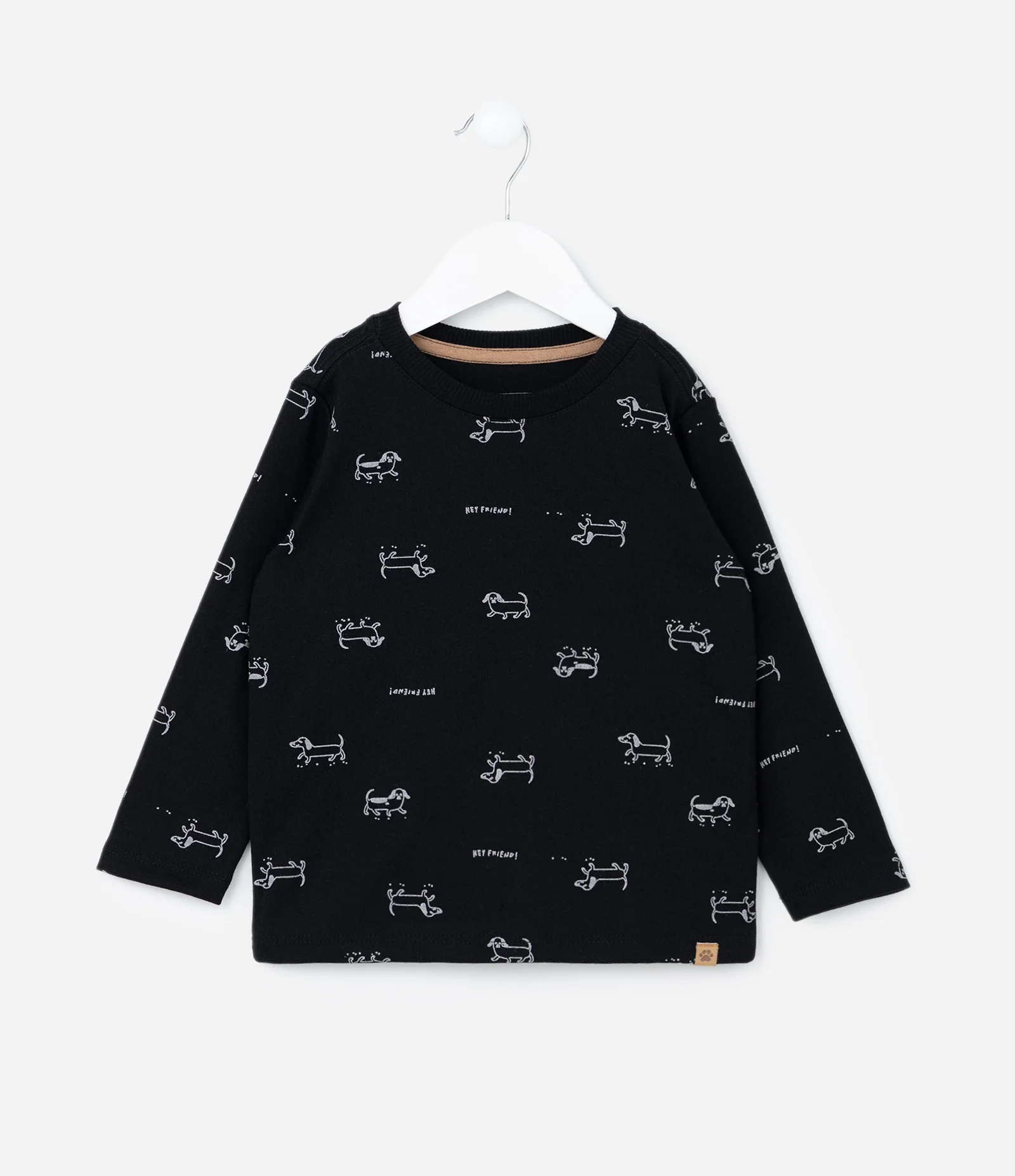 Camiseta Infantil com Estampa de Cachorrinho - Tam 1 a 6 Anos Preto 1