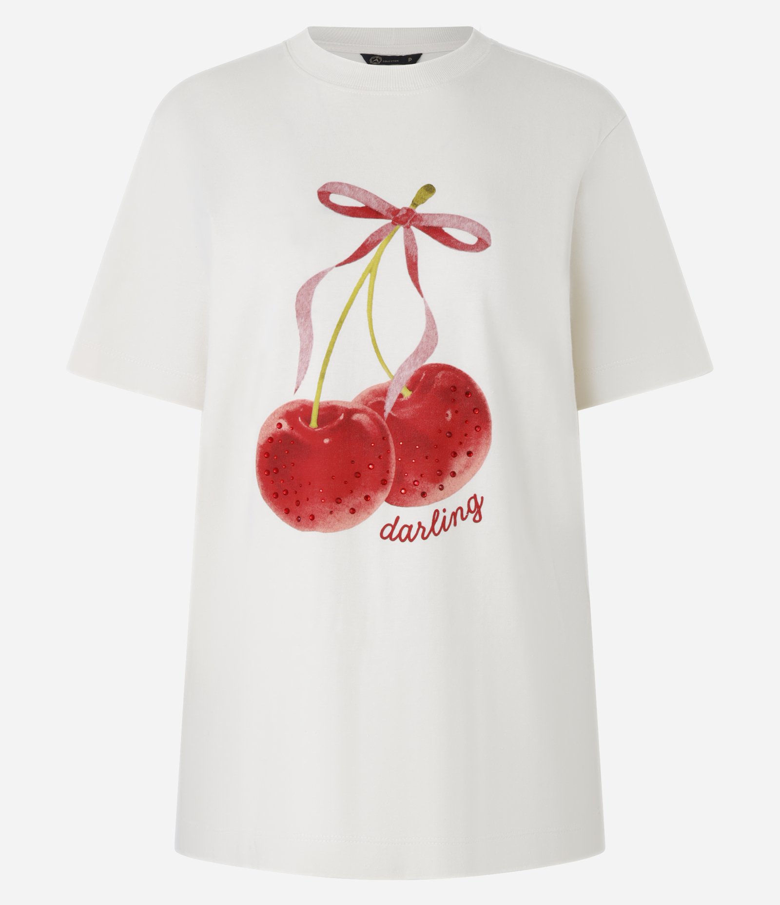 Camiseta em Algodão com Estampa Cereja Darling Off White 5