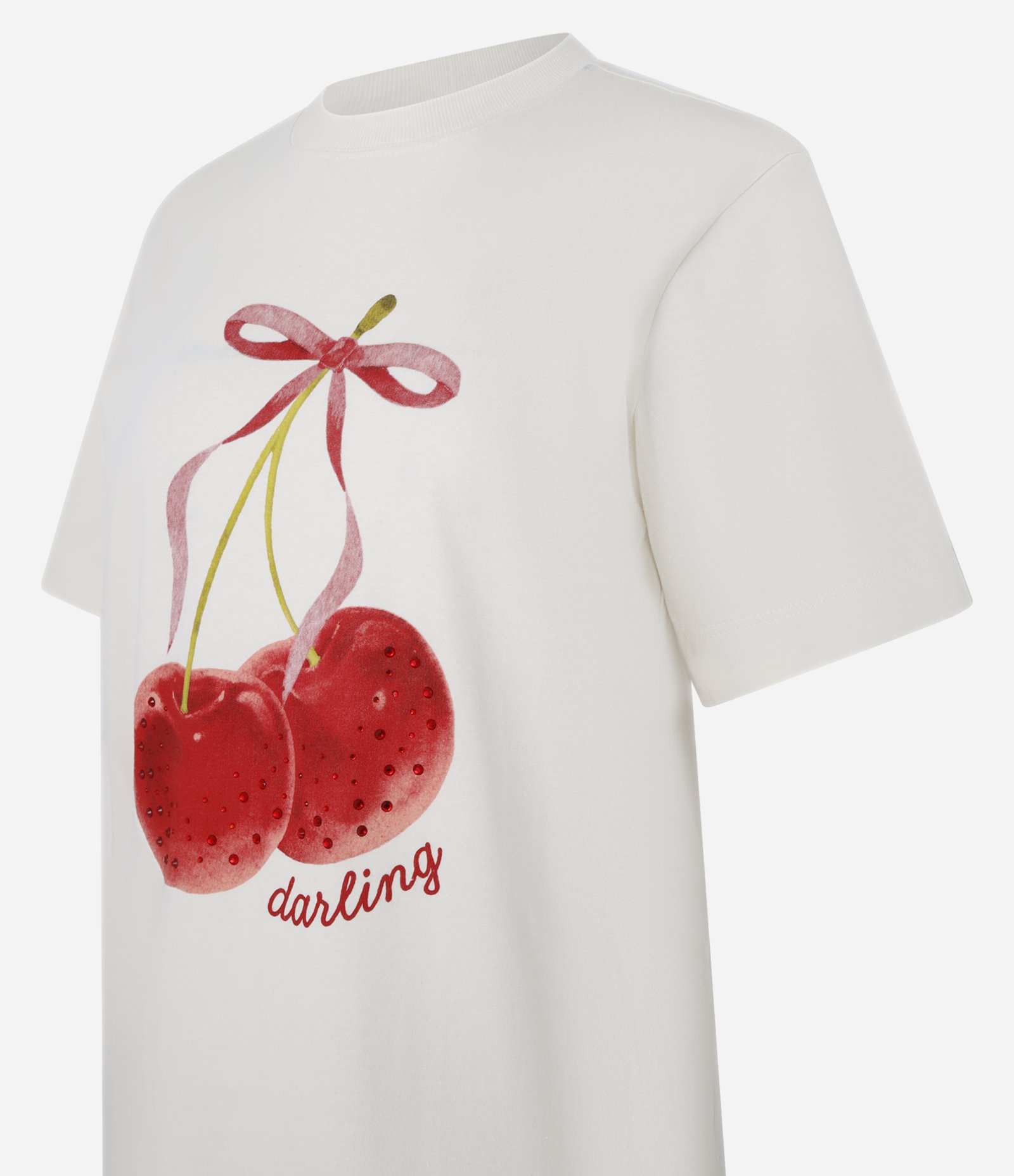 Camiseta em Algodão com Estampa Cereja Darling Off White 6