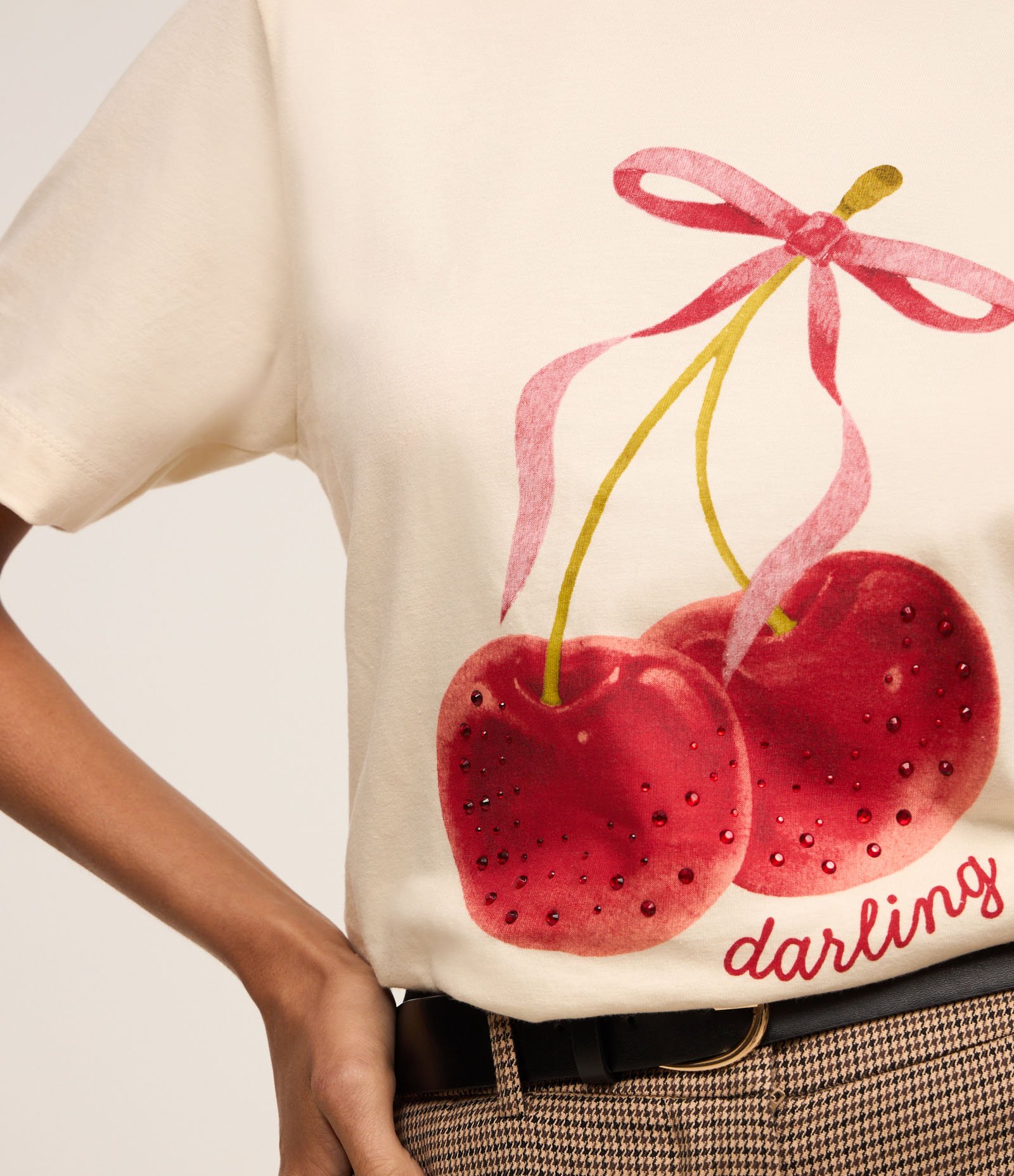 Camiseta em Algodão com Estampa Cereja Darling Off White 3