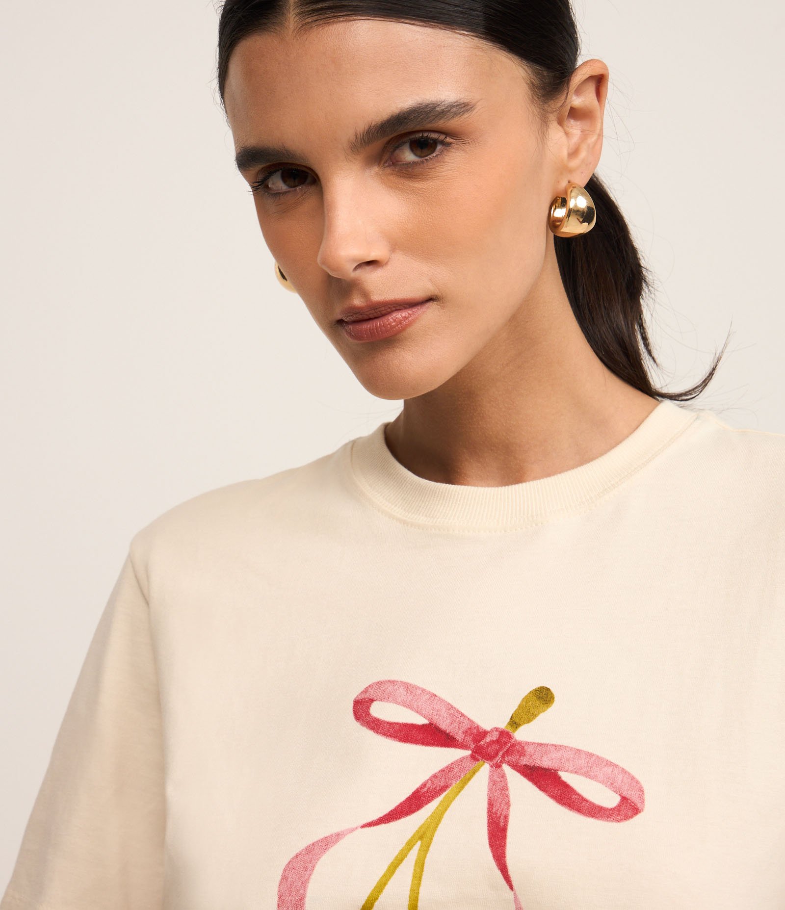 Camiseta em Algodão com Estampa Cereja Darling Off White 4