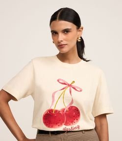 Camiseta em Algodão com Estampa Cereja Darling