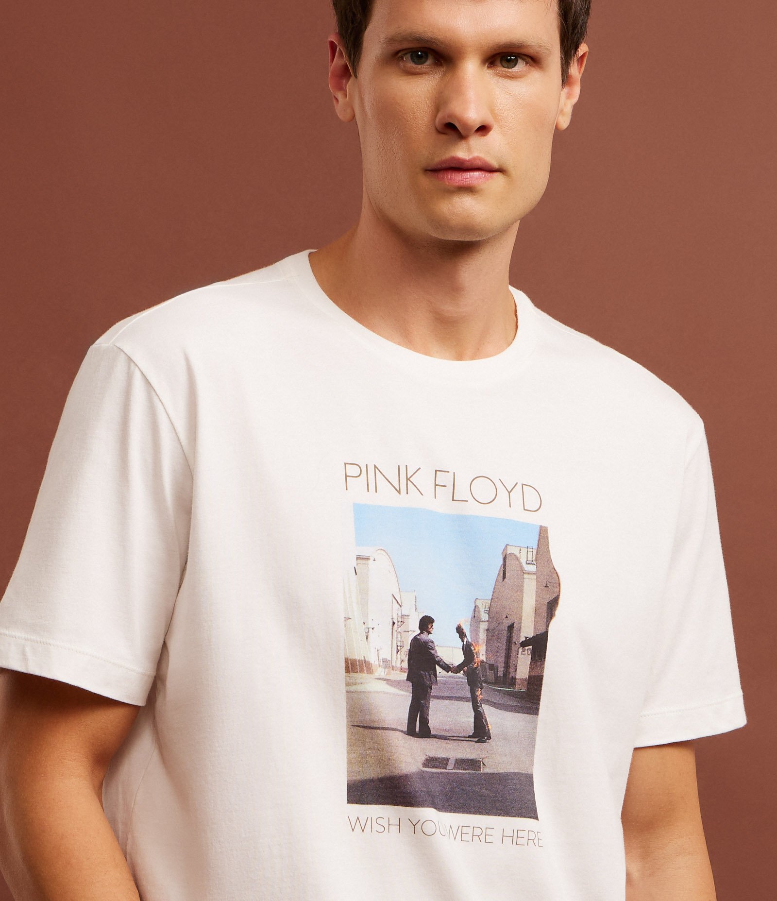 Camiseta Comfort em Algodão com Estampa Pink Floyd Off White 6