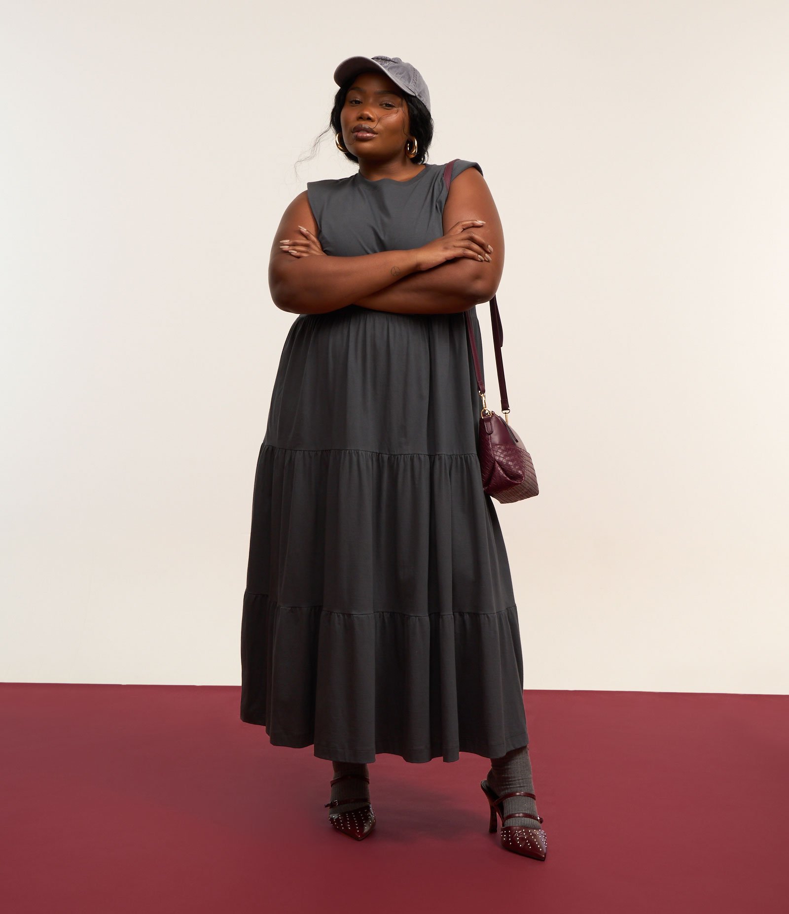 Vestido Midi Muscle Tee em Algodão Curve & Plus Size Cinza Escuro 1