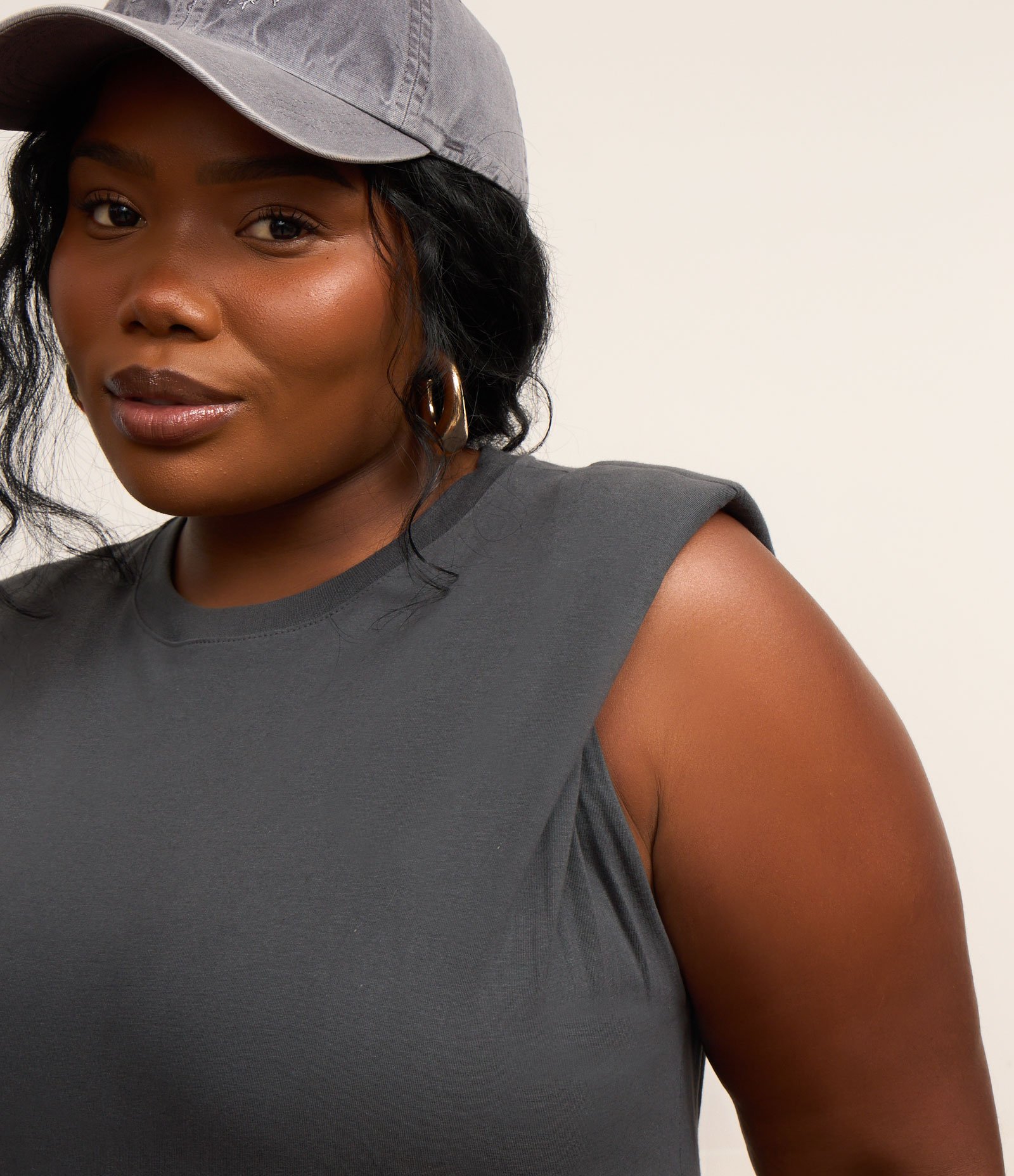 Vestido Midi Muscle Tee em Algodão Curve & Plus Size Cinza Escuro 4