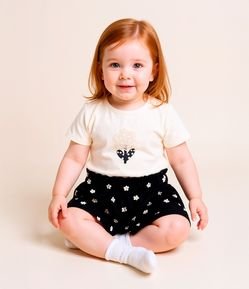 Conjunto Infantil com Estampa Florzinhas - Tam 0 a 18 meses