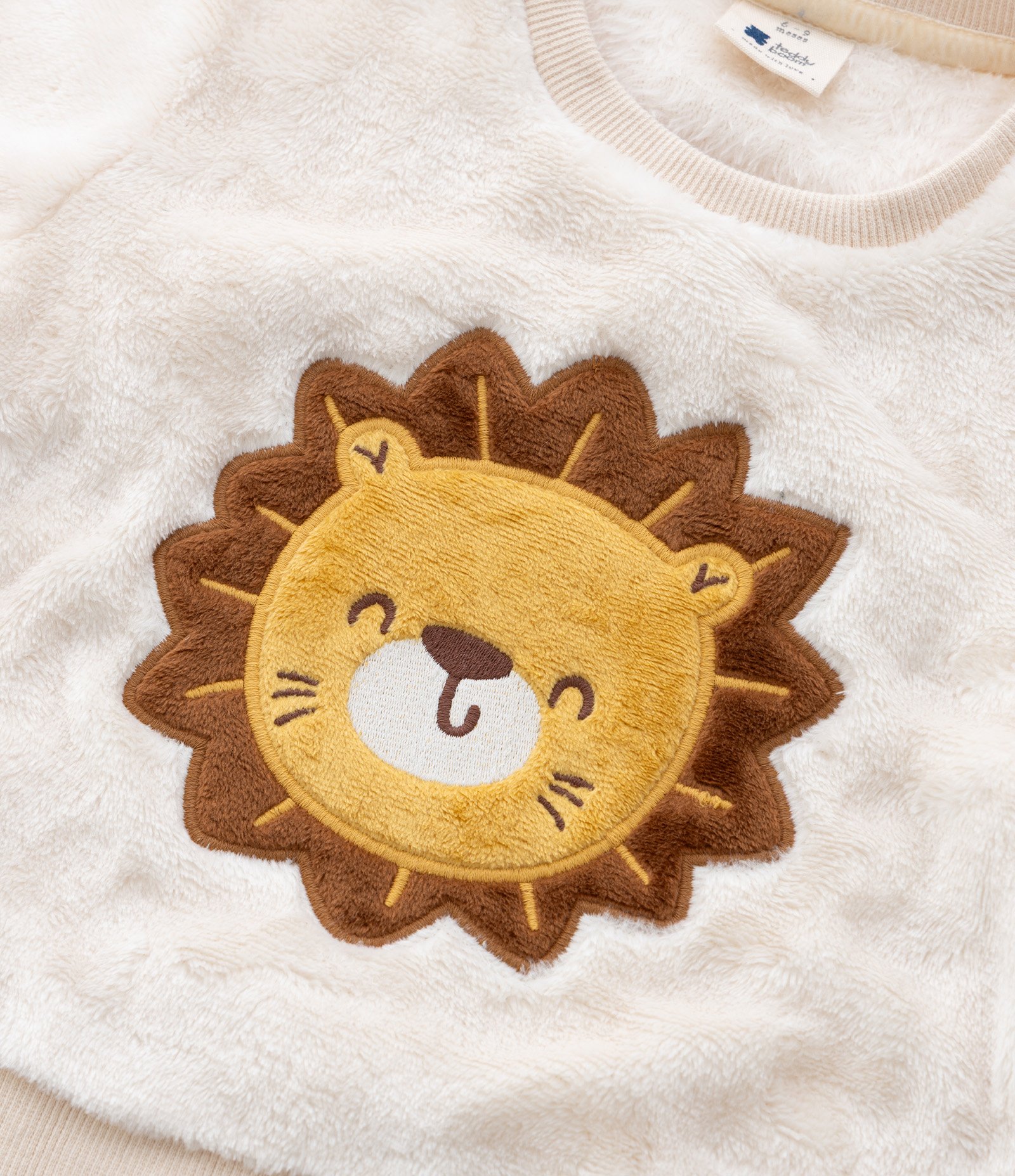 Casaco Infantil em Fleece com Bordado Leãozinho - Tam 0 a 18 meses Bege 8
