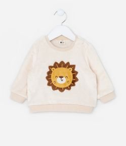 Casaco Infantil em Fleece com Bordado Leãozinho - Tam 0 a 18 meses