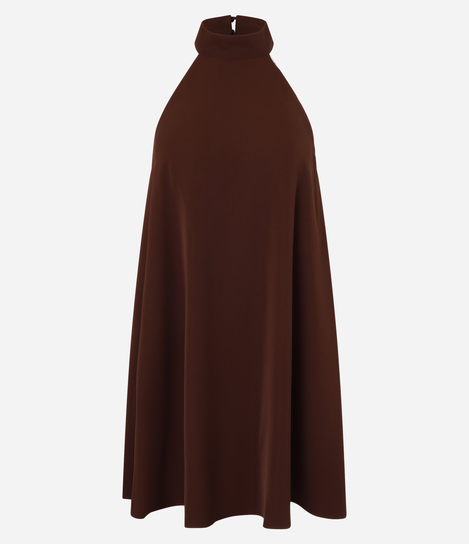 Macaquinho Curto em Crepe com Gola Halter Marrom 6