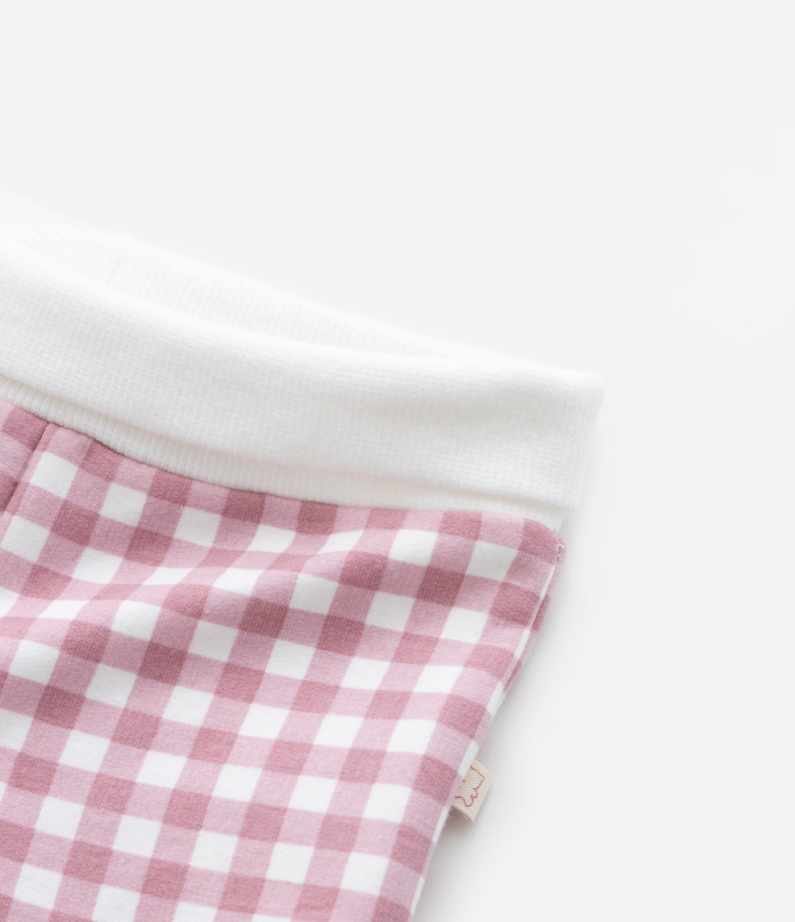 Calça Legging Infantil com Cós Dobrável - Tam 0 a 18 meses Rosa/Branco 4