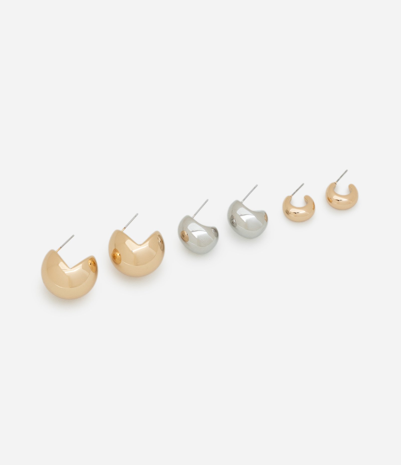 Kit 03 Brincos Argolas eem Metal com Modelo Bold Dourado/ Prata 1