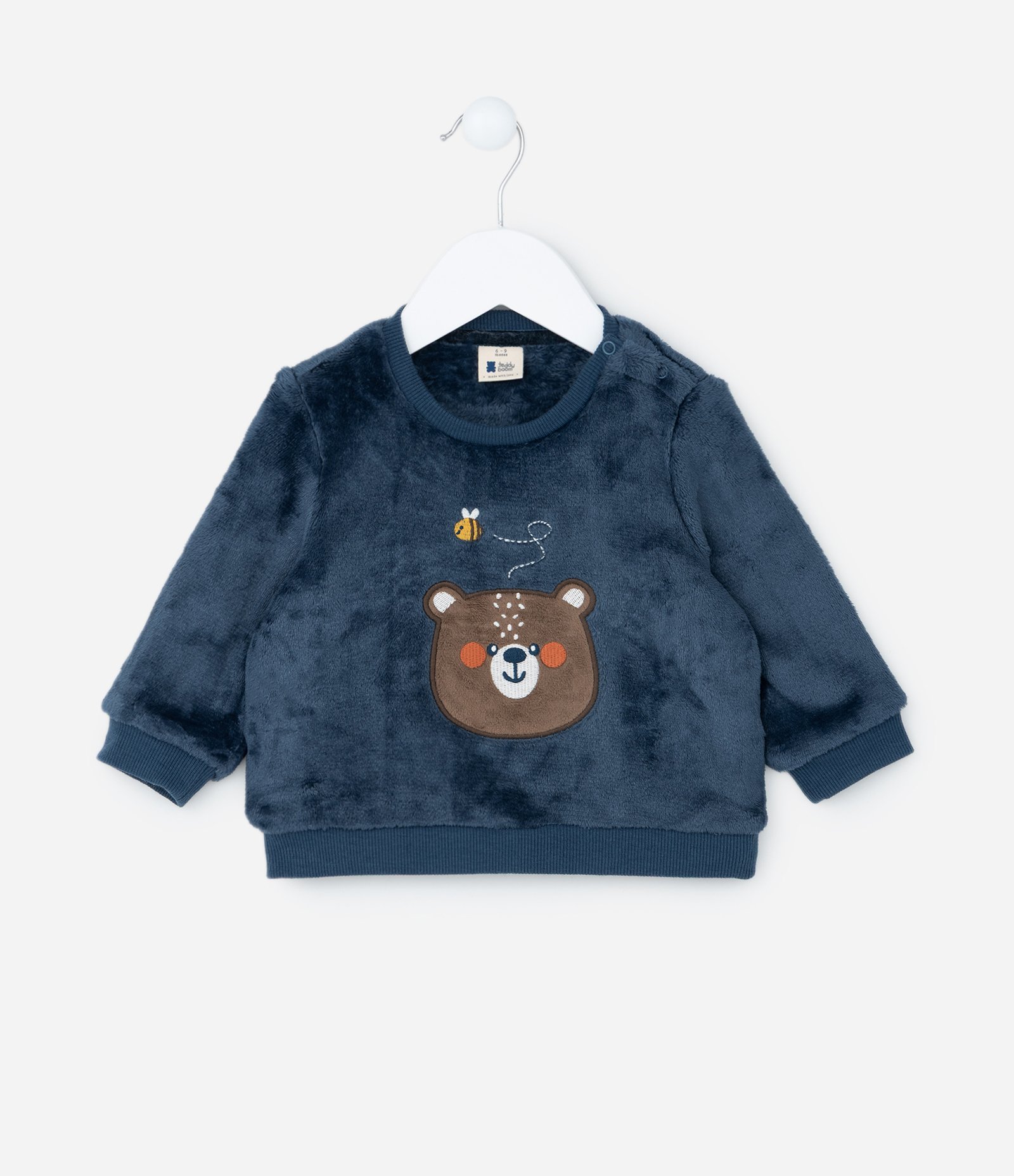 Casaco Infantil em Fleece com Bordado Urso - Tam 0 a 18 meses Azul 1