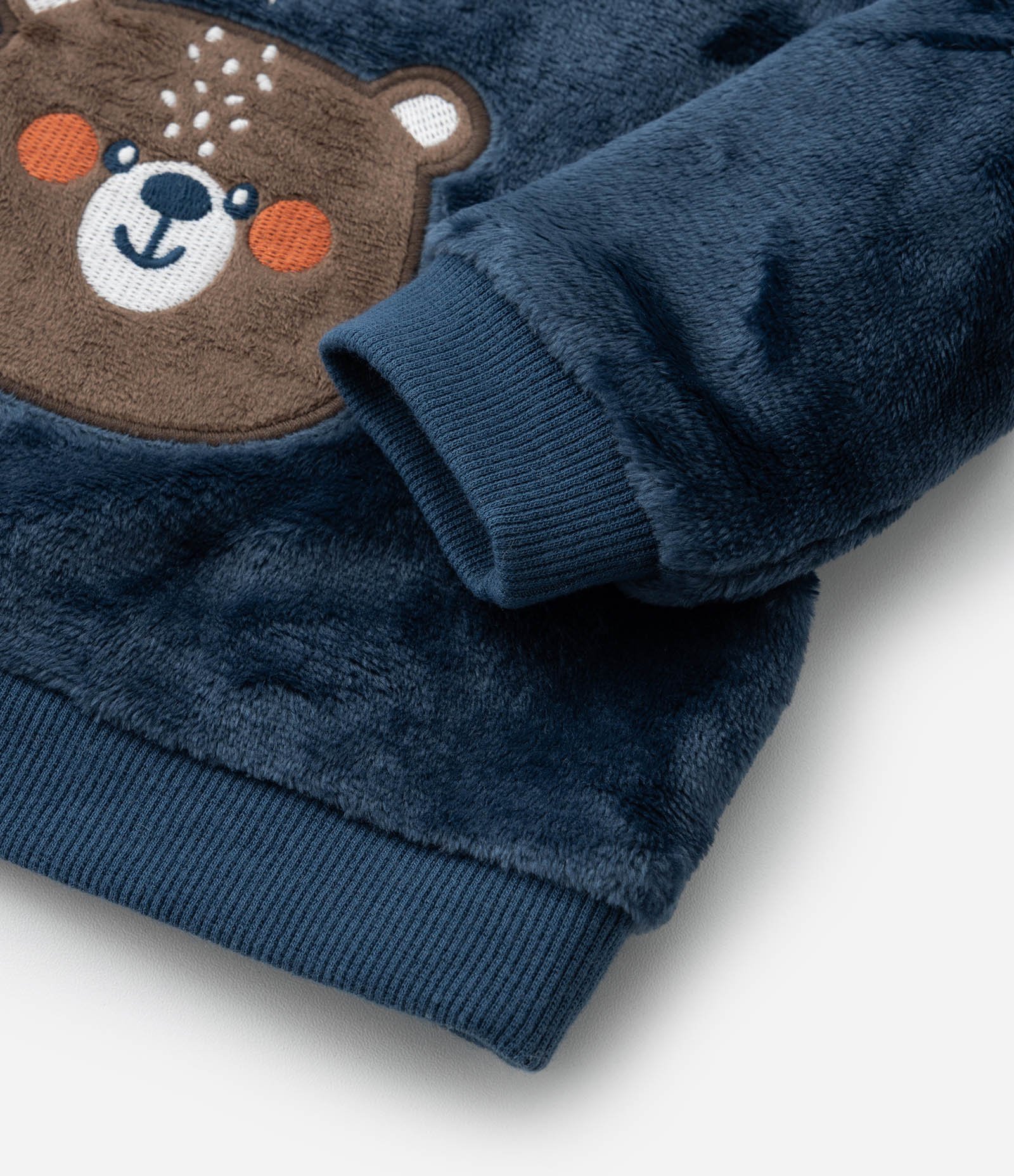 Casaco Infantil em Fleece com Bordado Urso - Tam 0 a 18 meses Azul 4
