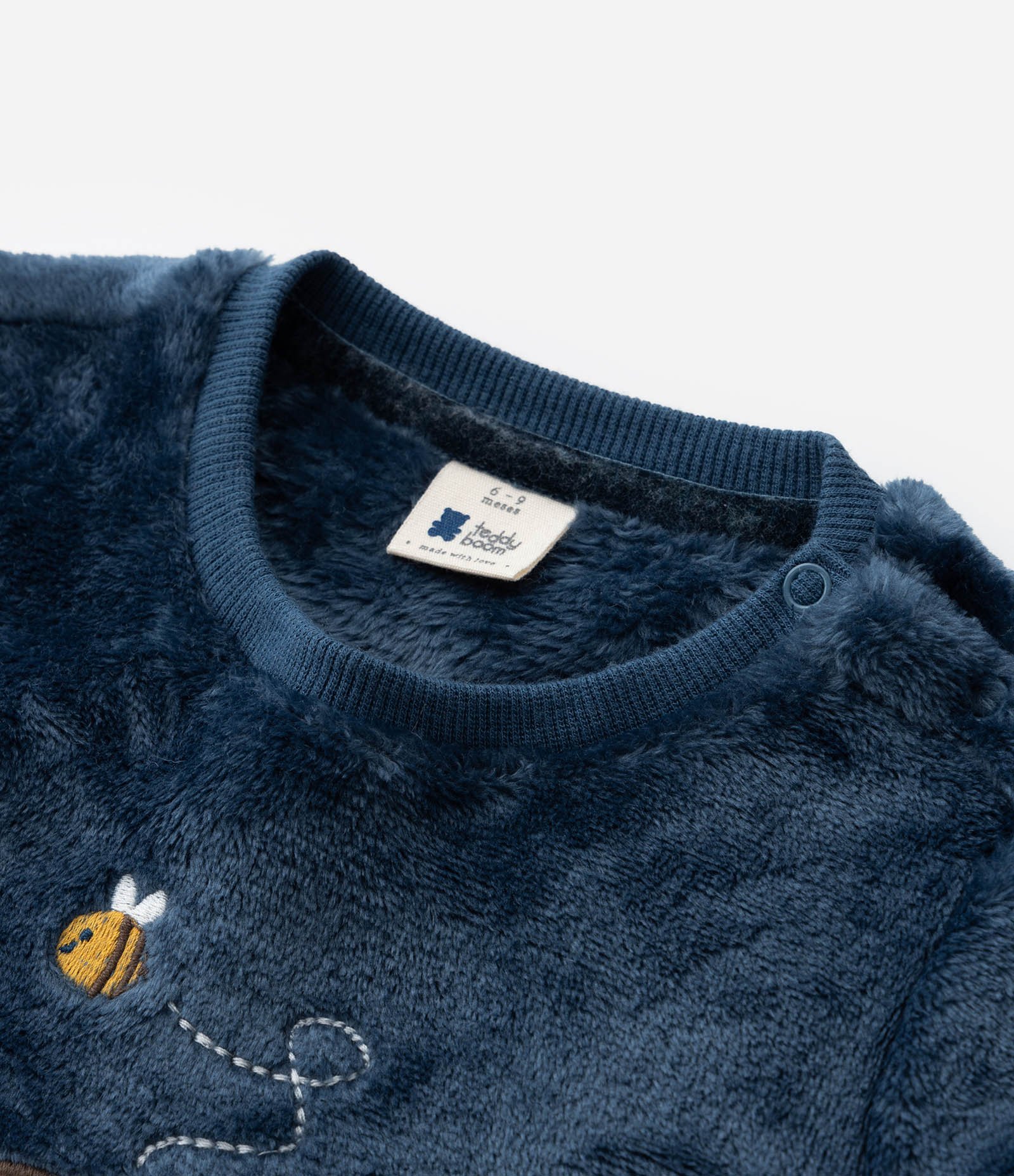 Casaco Infantil em Fleece com Bordado Urso - Tam 0 a 18 meses Azul 5