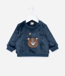 Casaco Infantil em Fleece com Bordado Urso - Tam 0 a 18 meses