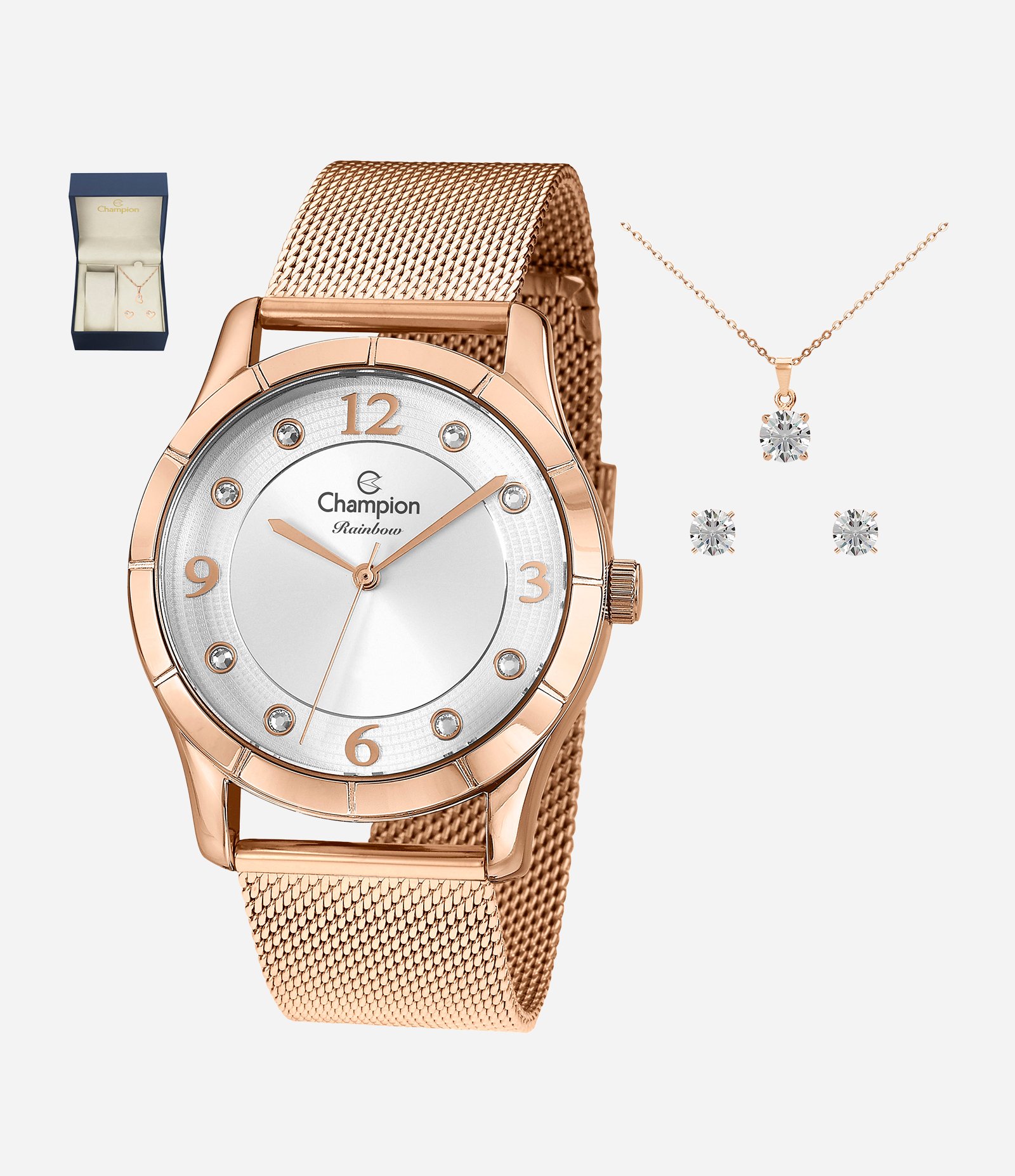 Kit Relógio Champion Feminino Analógico Rosé 3