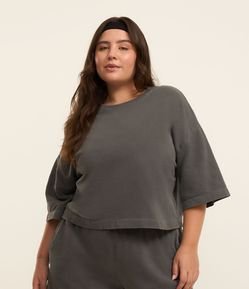 Camiseta Boxy em Moletinho Efeito Estonado Curve & Plus Size