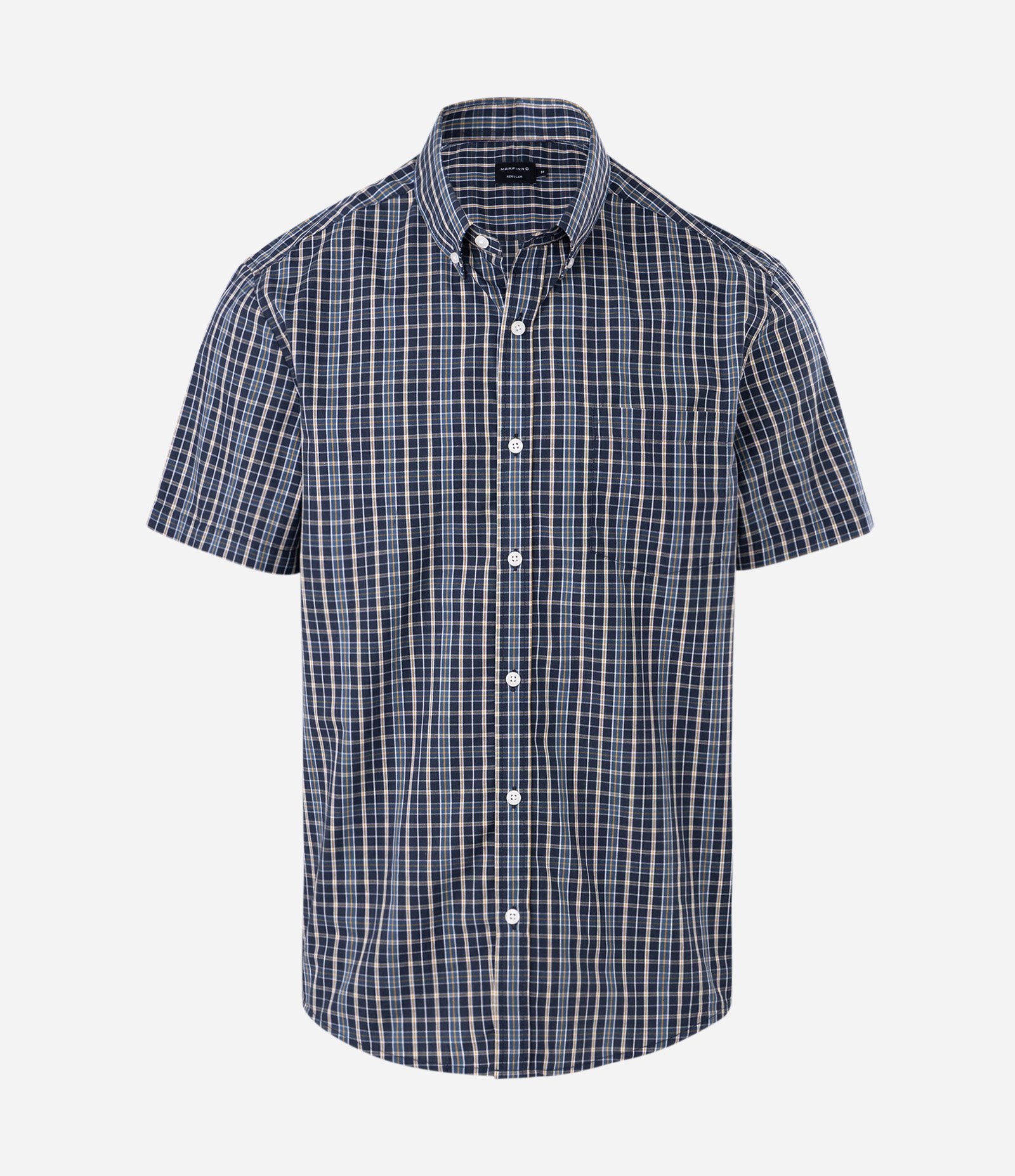 Camisa em Tricoline com Estampa Xadrez Azul 5