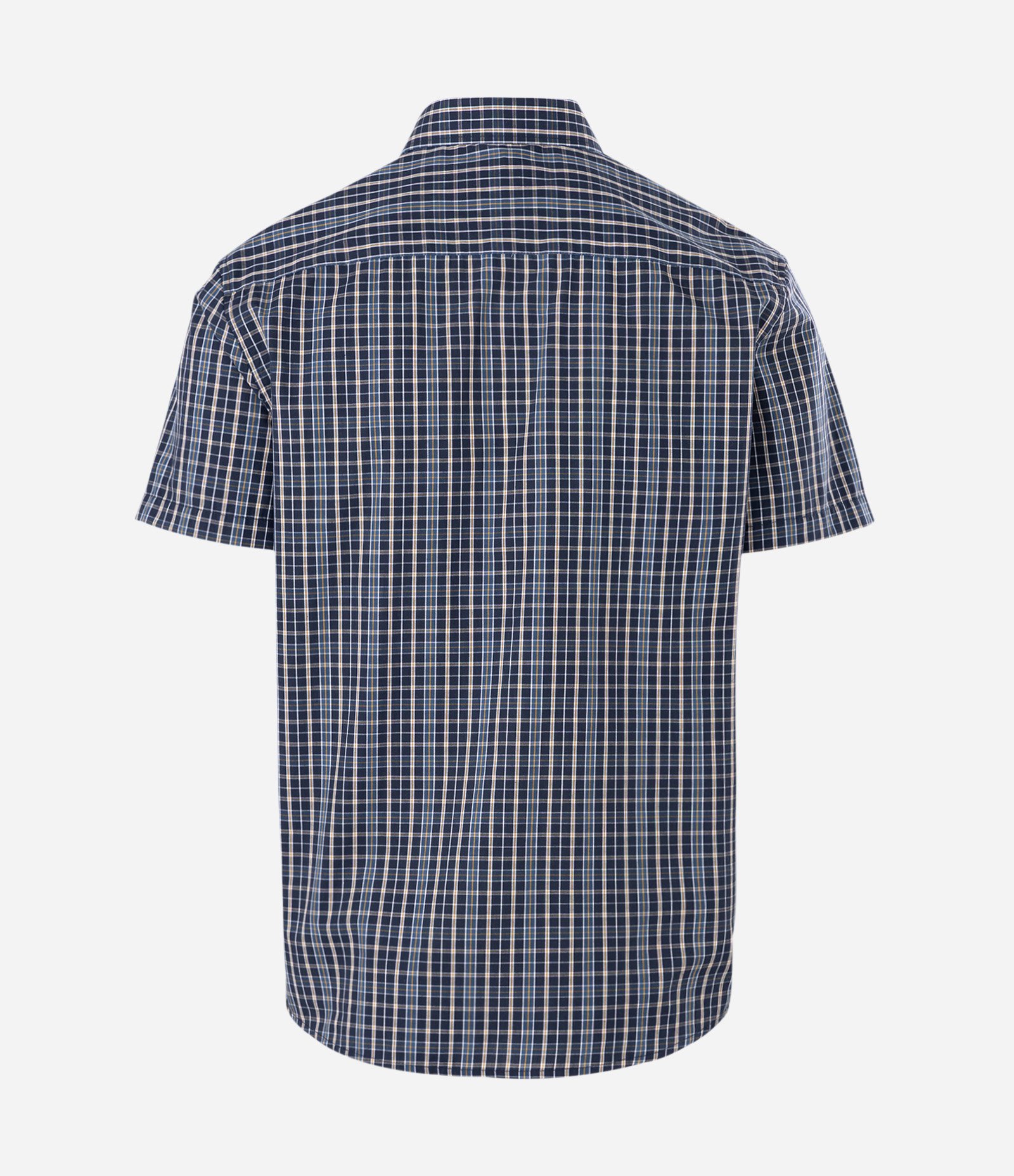 Camisa em Tricoline com Estampa Xadrez Azul 6
