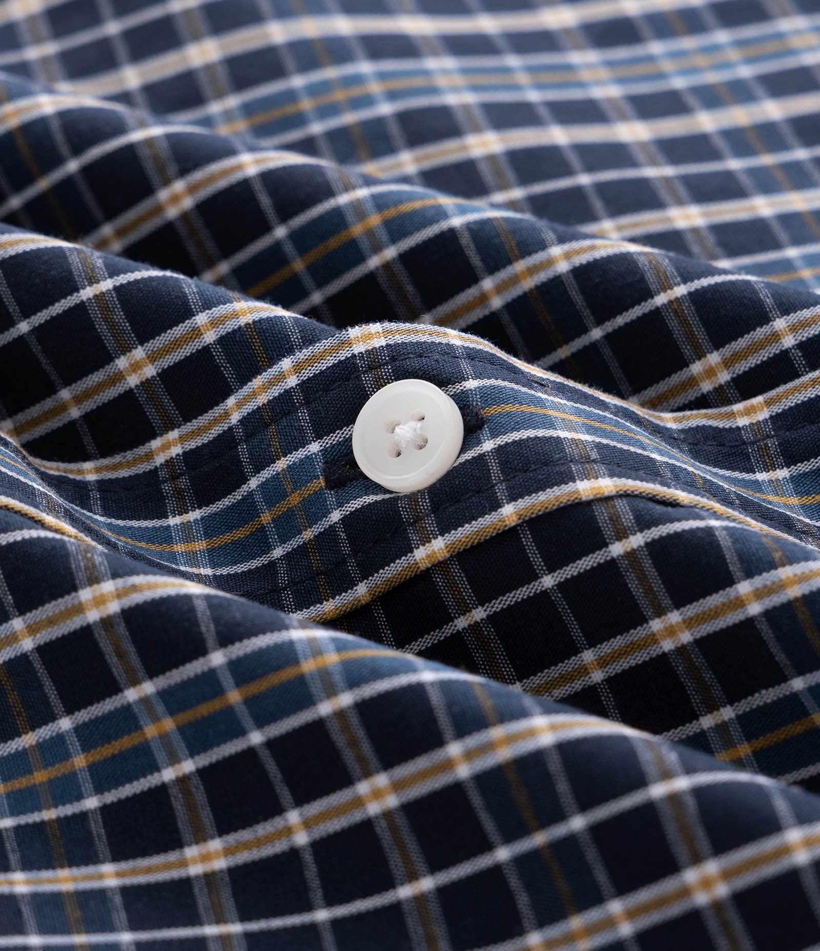 Camisa em Tricoline com Estampa Xadrez Azul 7