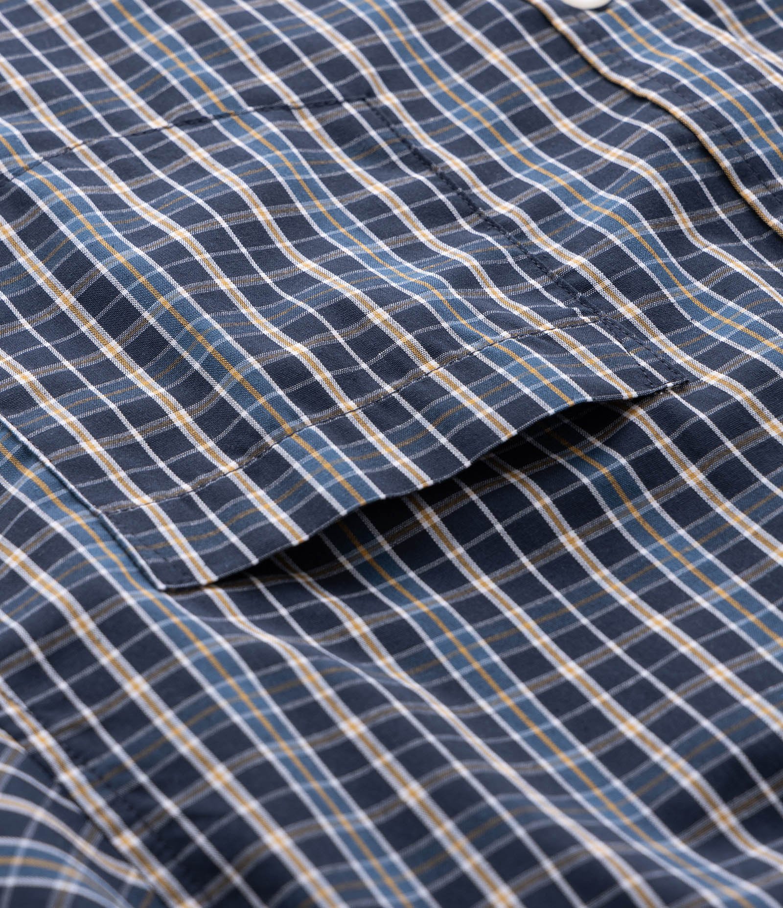 Camisa em Tricoline com Estampa Xadrez Azul 8