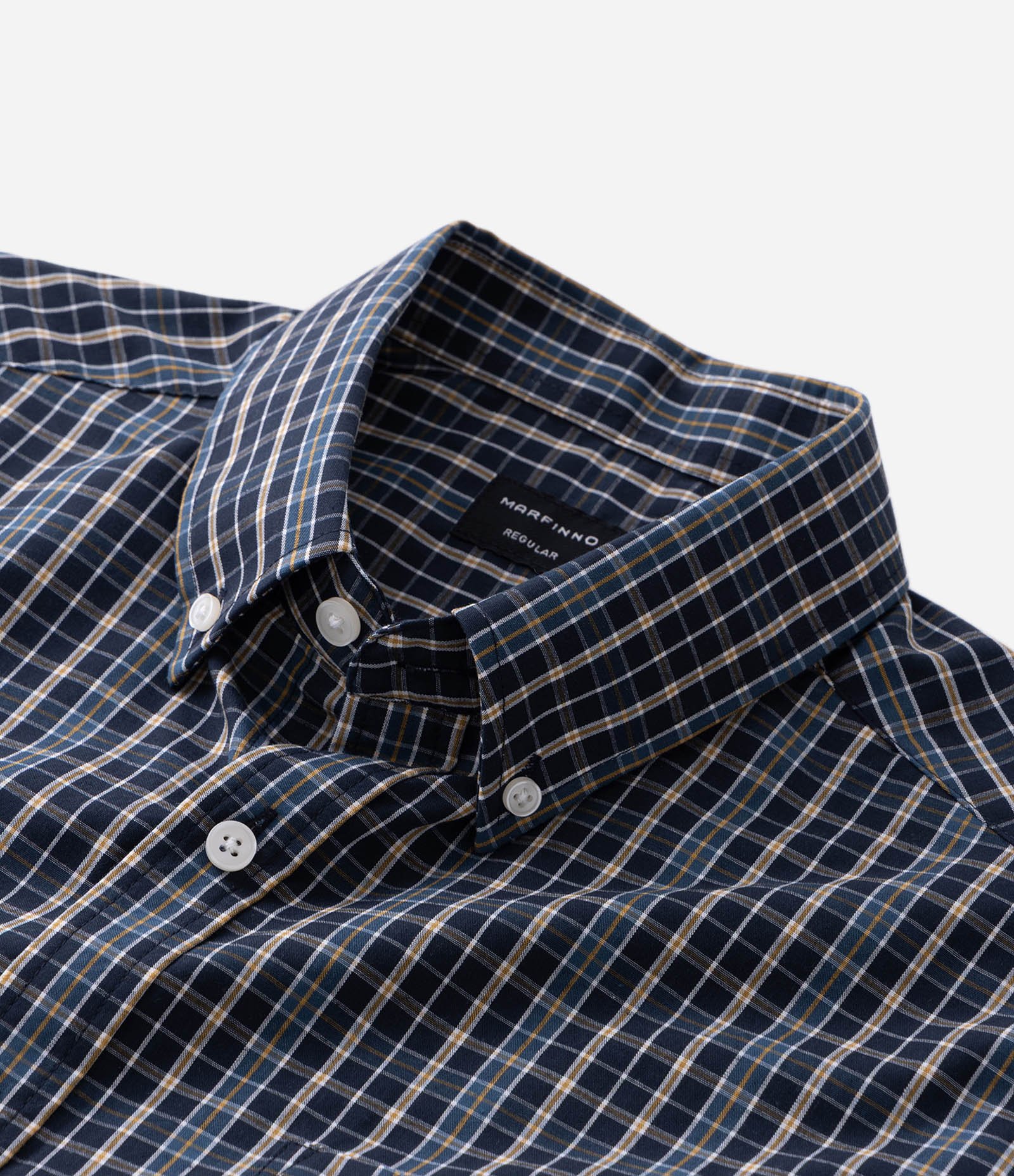 Camisa em Tricoline com Estampa Xadrez Azul 9