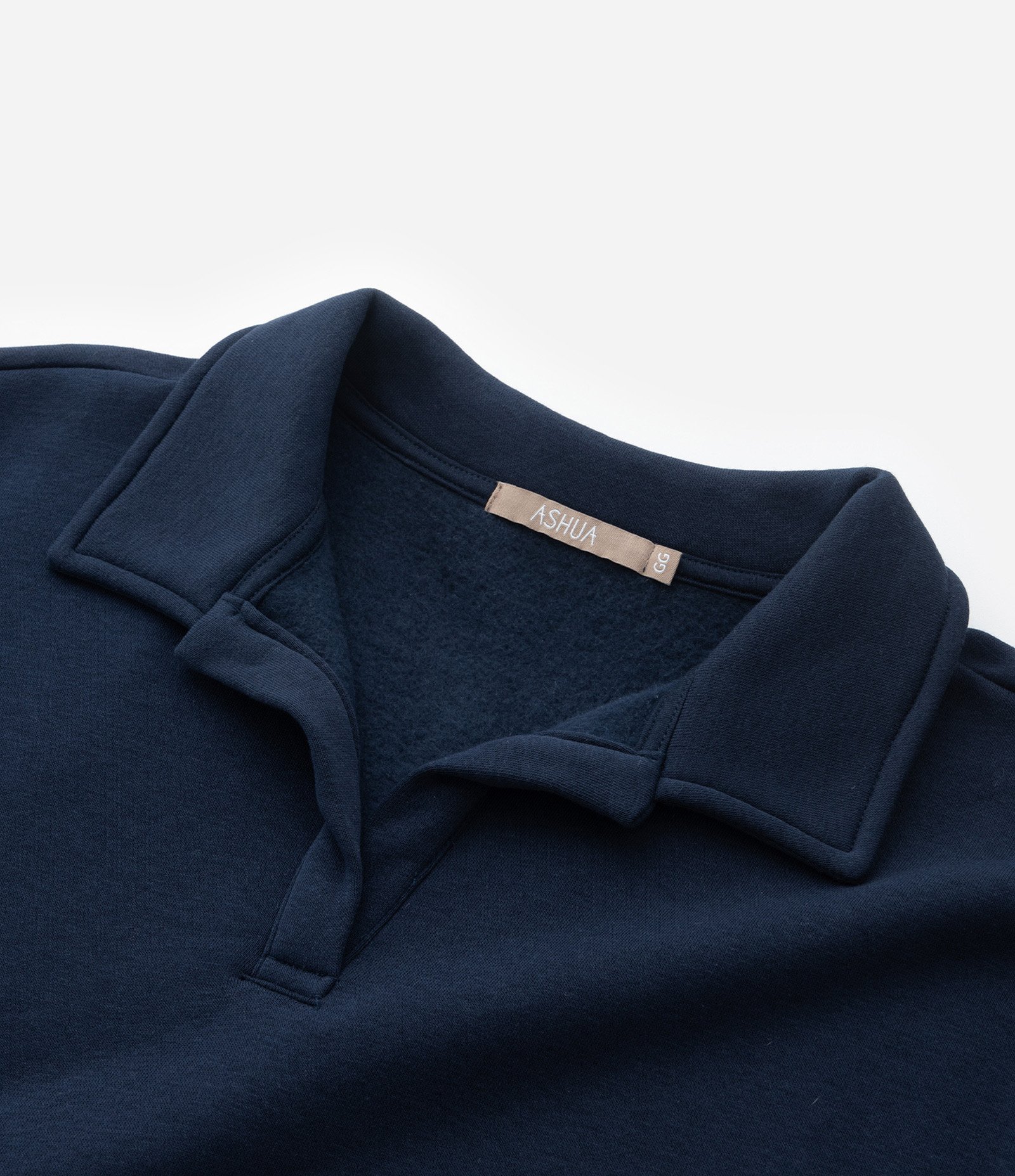 Casaco em Moletom Felpudo com Gola Polo Curve & Plus Size Azul Marinho 2