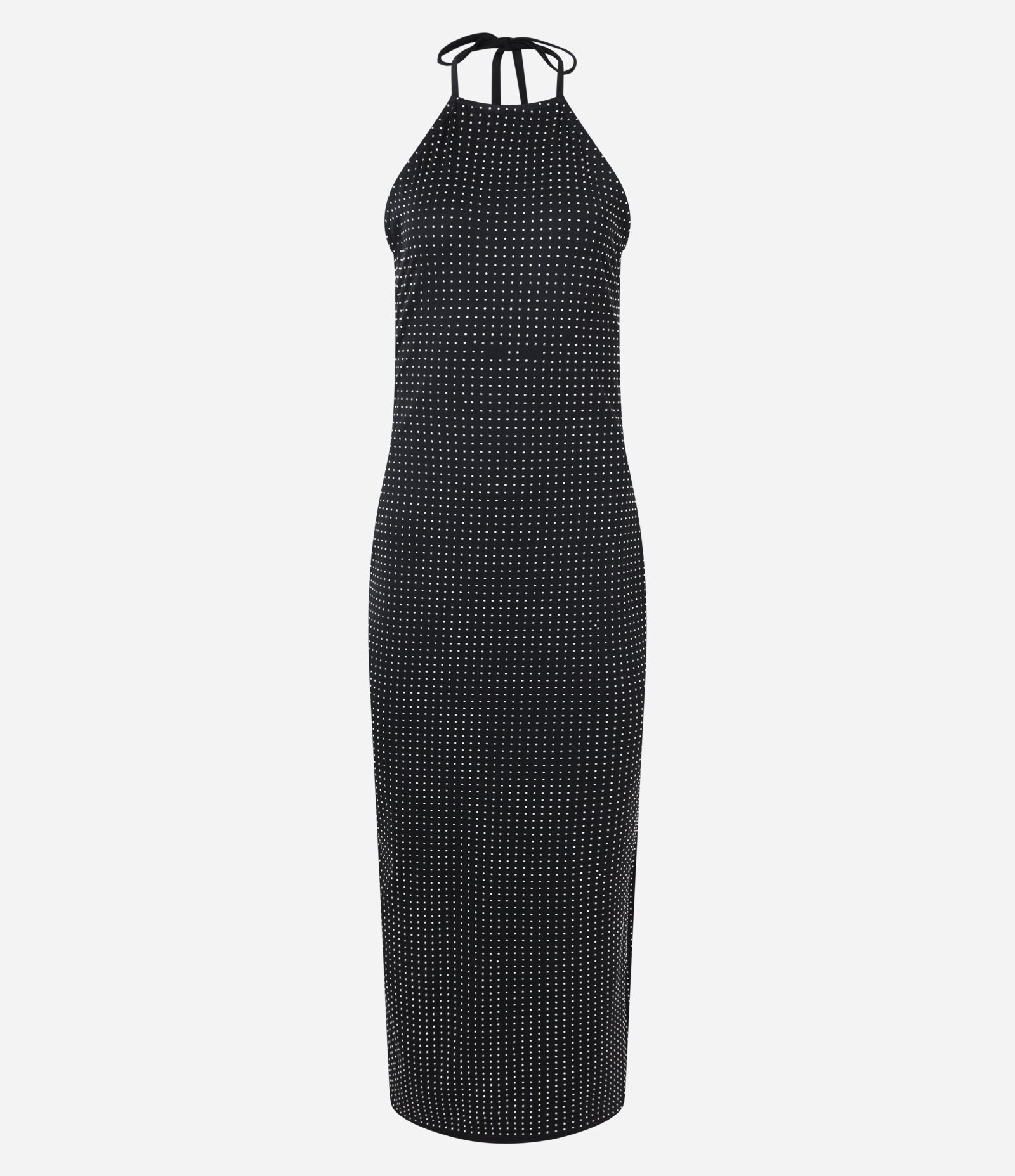 Vestido New Midi em Malha com Amarração no Pescoço e Tachinhas Lineares Preto 6