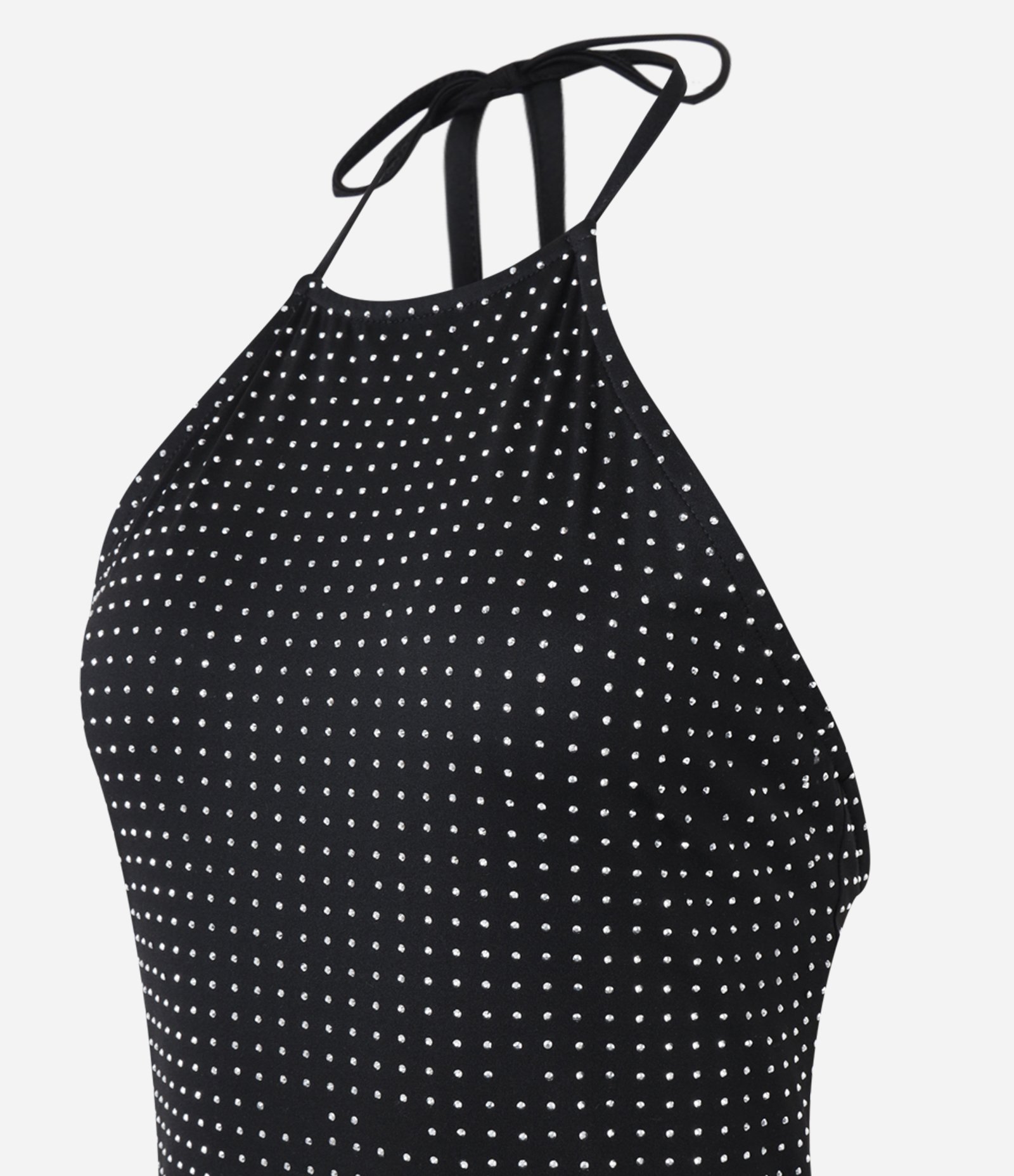 Vestido New Midi em Malha com Amarração no Pescoço e Tachinhas Lineares Preto 7