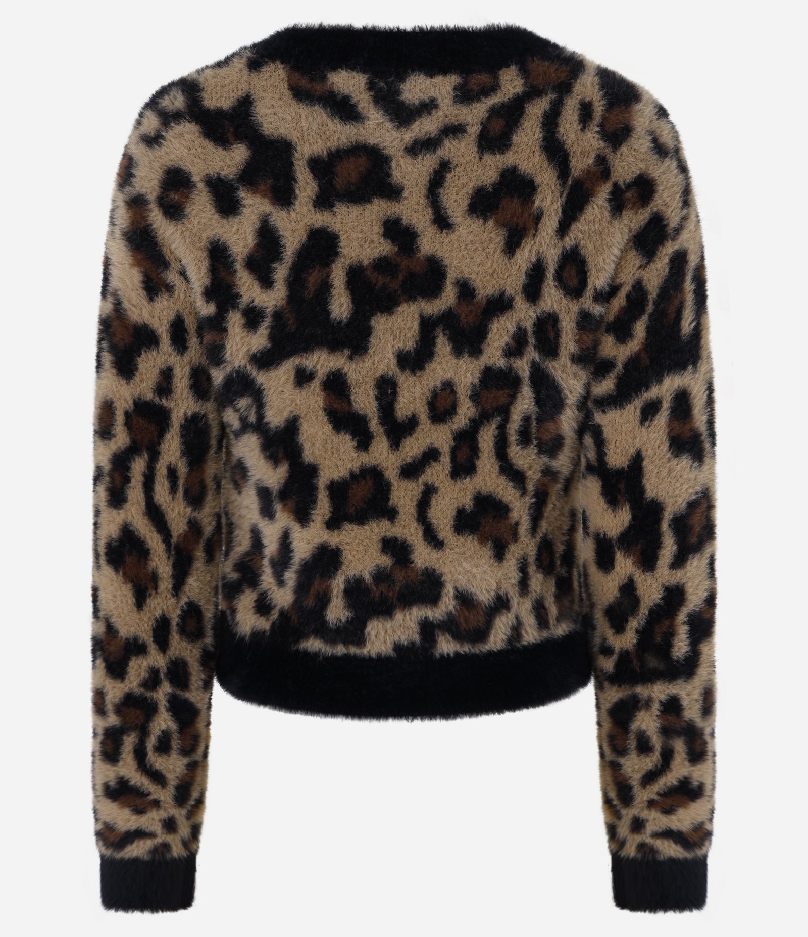 Suéter Cropped em Tricô Animal Print Marrom 6