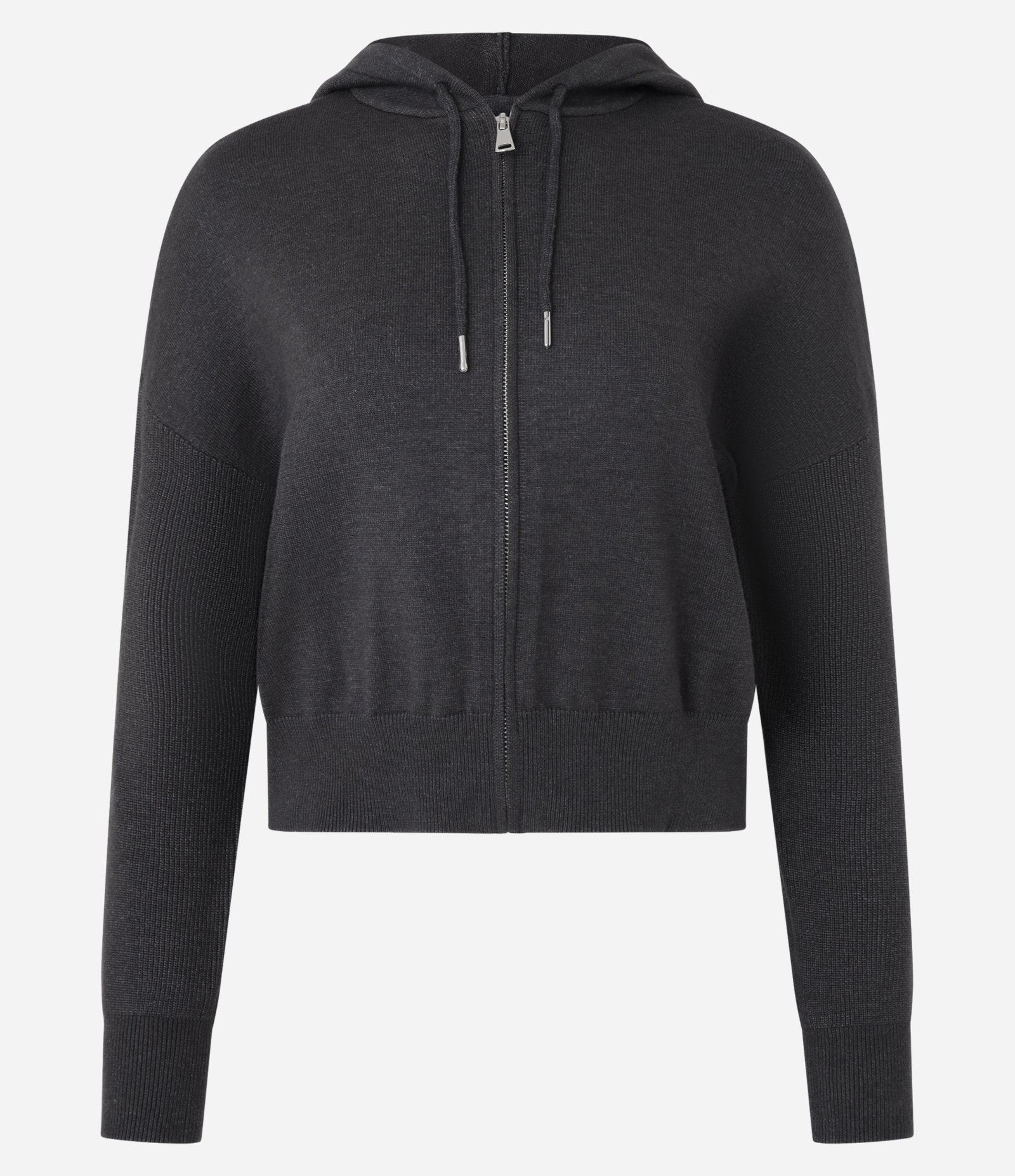 Jaqueta Curta em Tricô com Capuz Preto 5