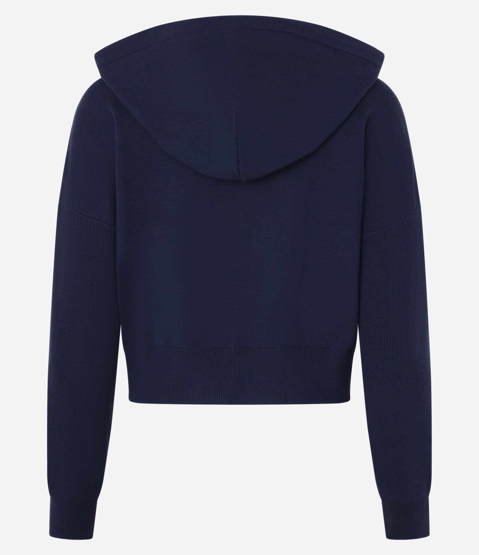 Jaqueta Curta em Tricô com Capuz Azul 5