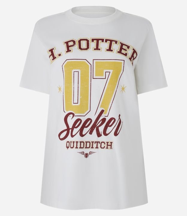 Camiseta Alongada em Algodão com Estampa Quadribol Harry Potter