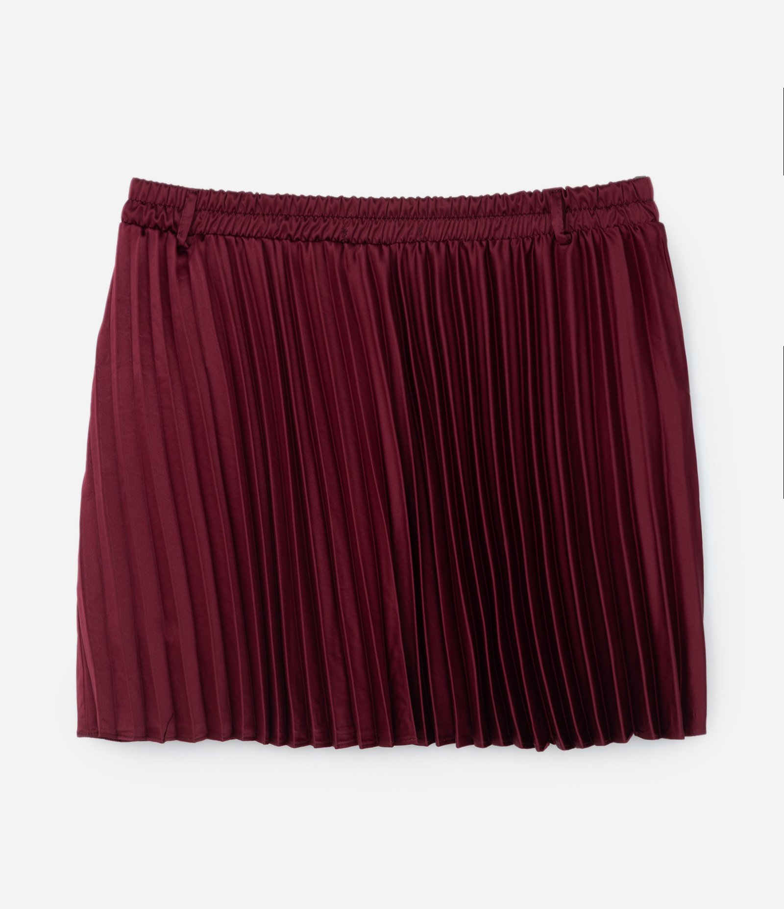 Saia em Cetim Plissada e Cintura Elástica Curve & Plus Size Bordô 6