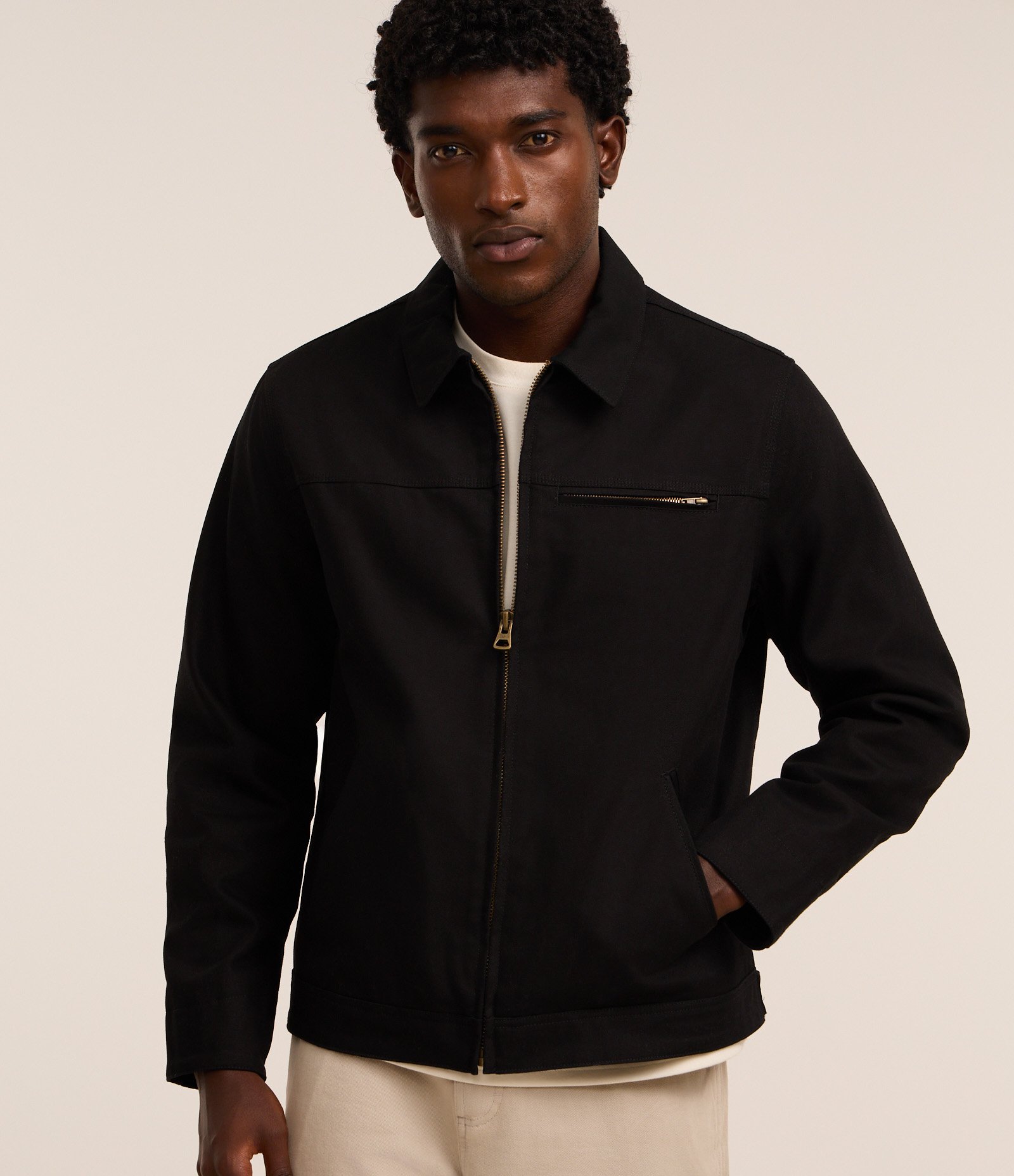 Jaqueta Trucker em Sarja com Textura e Bolsos 1