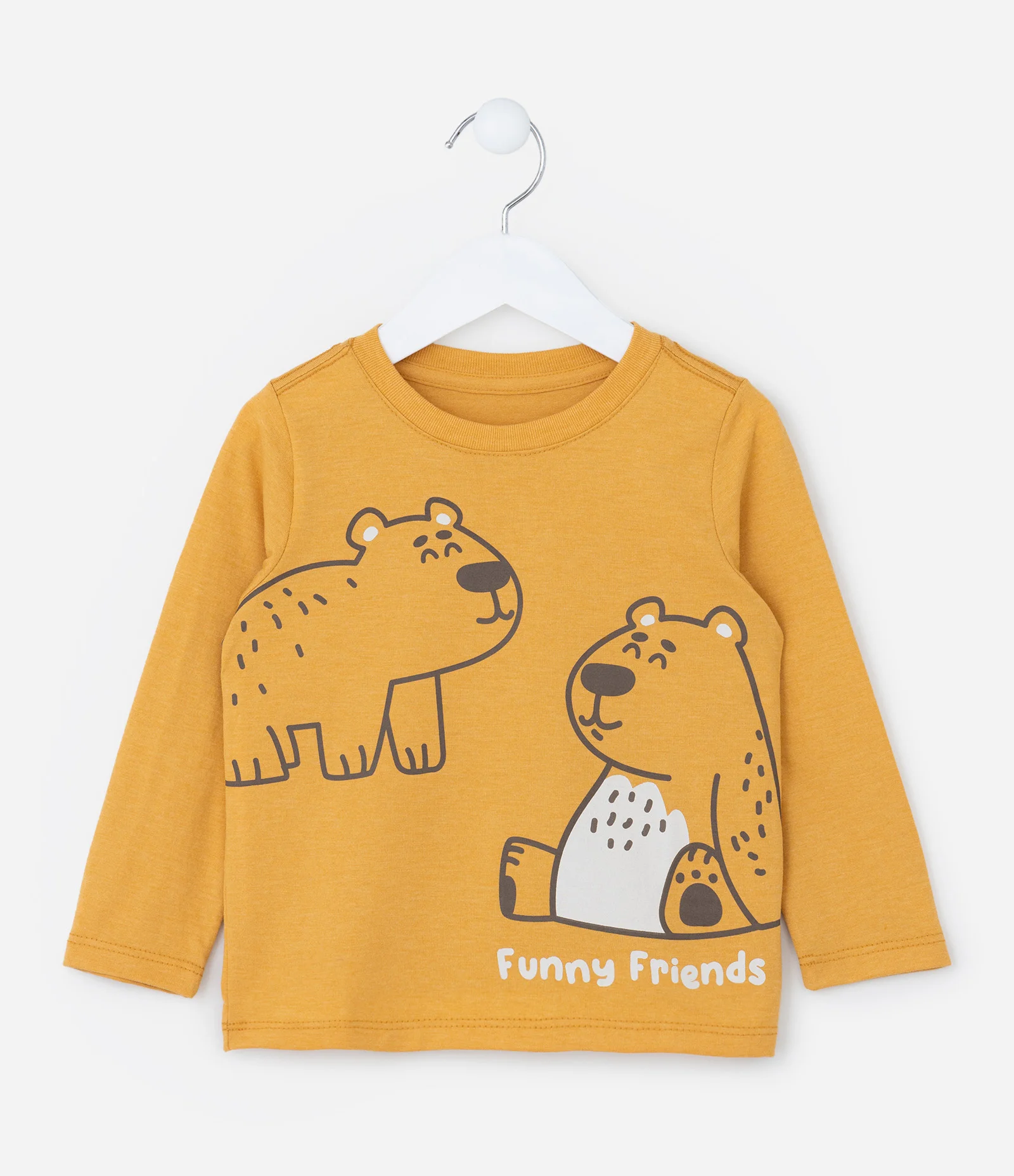 Camiseta Infantil com Estampa de Ursinhos - Tam 1 a 6 Anos Amarelo 1
