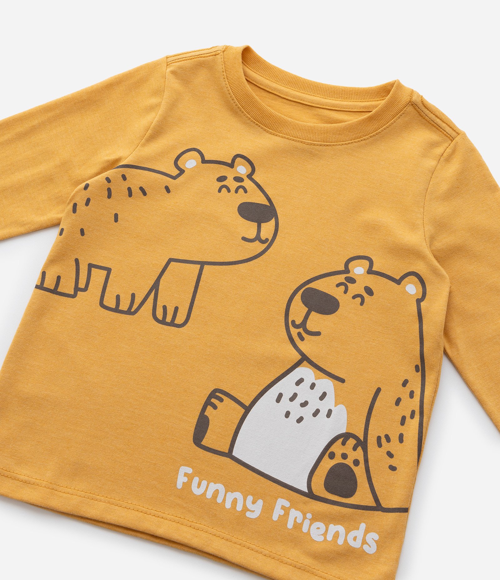 Camiseta Infantil com Estampa de Ursinhos - Tam 1 a 6 Anos Amarelo 5