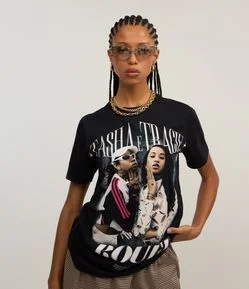 Camiseta Alongada em Algodão com Estampa Tasha e Tracie Rouff