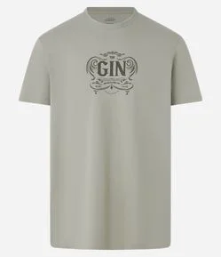 Camiseta Comfort em Algodão com Estampa Lettering Gin
