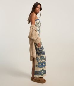 Vestido New Midi em Microfibra com Estampa Floral